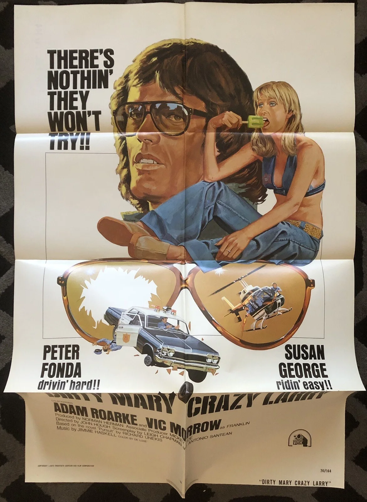 DIRTY MARY CRAZY LARRY 1974 ORIGINAL U.S. 1-SHEET POSTER NEAR MINT, изображение 3