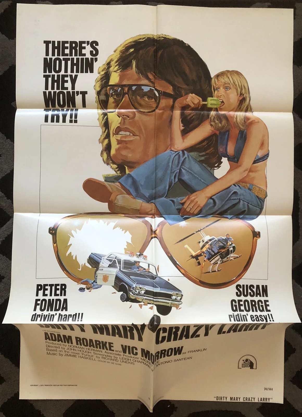 DIRTY MARY CRAZY LARRY 1974 ORIGINAL U.S. 1-SHEET POSTER NEAR MINT, изображение 4