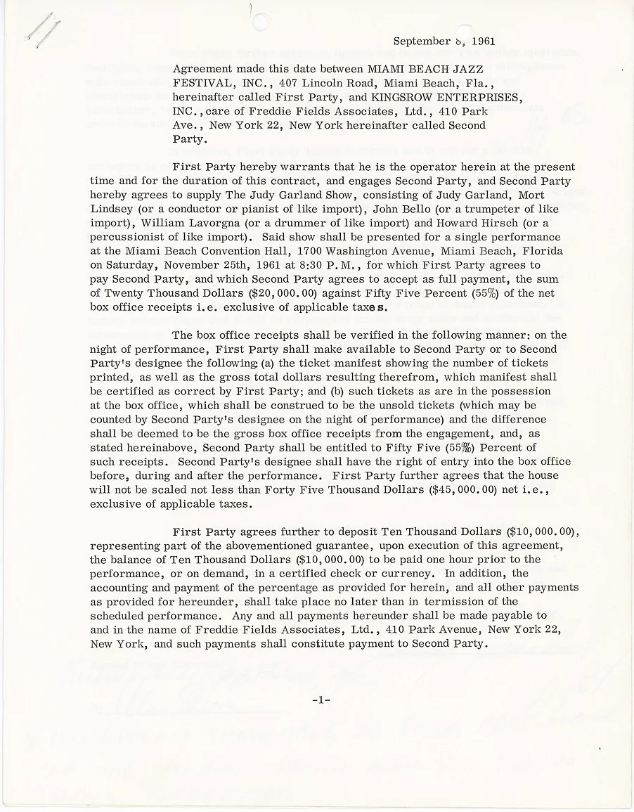 Judy Garland — WIZARD of OZ -JUDY GARLAND- BECKETT BAS Signed/Autograph/Auto Contract, изображение 2