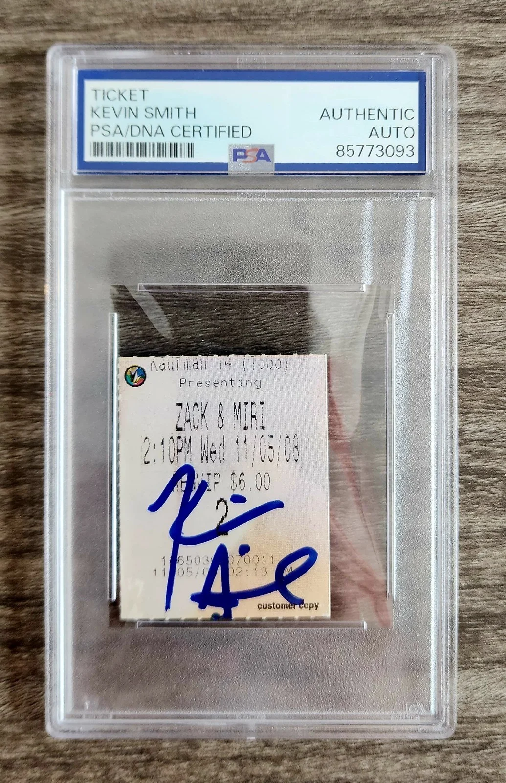 Kevin Smith — Kevin Smith Signed Zach & Miri Movie Ticket Director Actor Slabbed Auto PSA