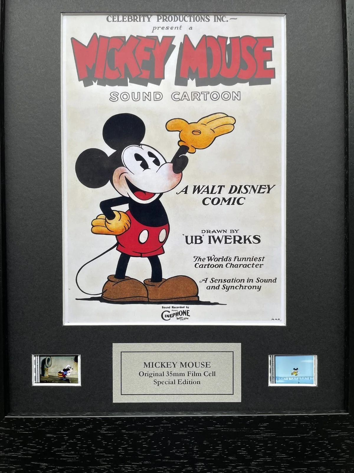 MICKEY MOUSE Original 35mm Film Cells set within Quality Wood Frame + COA, изображение 2