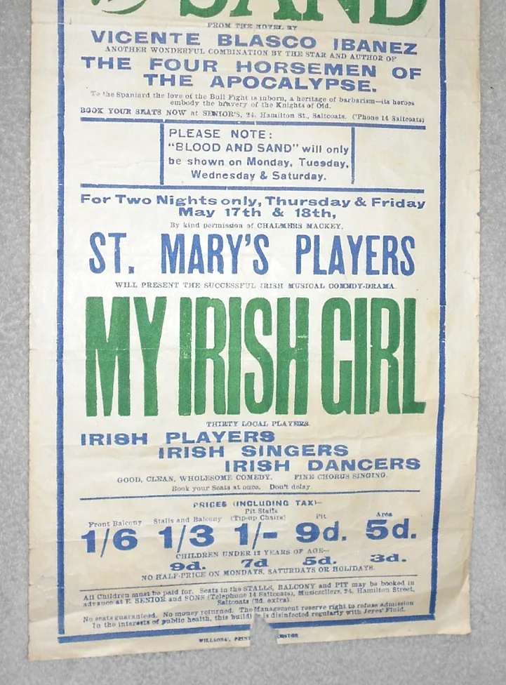 RUDOLPH VALENTINO. VERY SCARCE 1922 ORIGINAL UK PLAYBILL FRONT OF HOUSE POSTER, изображение 3