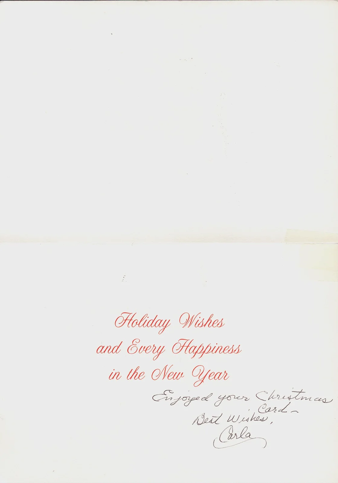 Carla Laemmle — CARLA LAEMMLE - CHRISTMAS / HOLIDAY CARD SIGNED