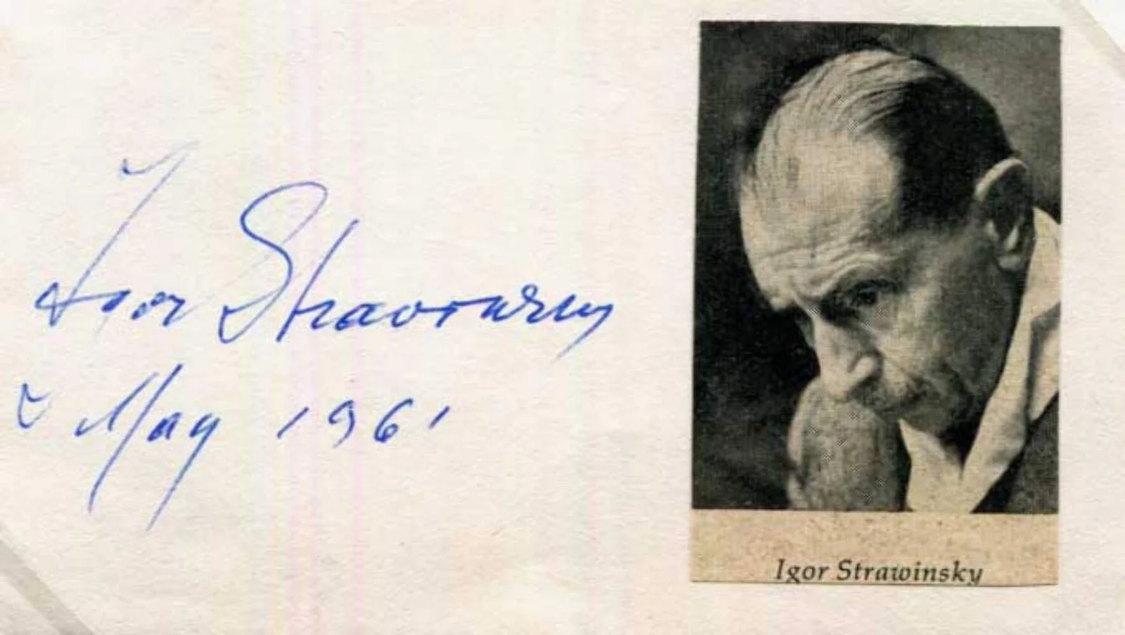 COMPOSER & PIANIST Igor Stravinsky autograph, signed album page & mounted, изображение 2