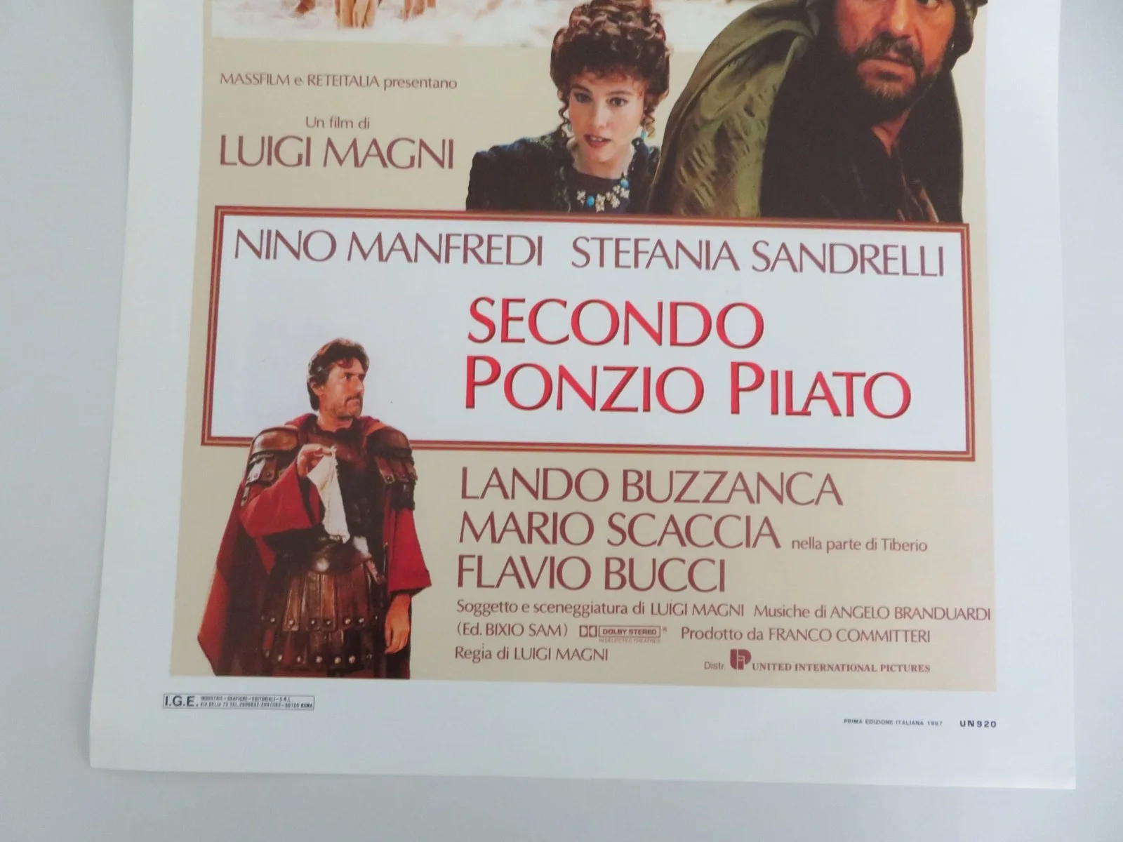 ACCORDING TO PONTIUS PILOT ITALIAN LOCANDINA POSTER NINO MANFREDI 1987, изображение 4