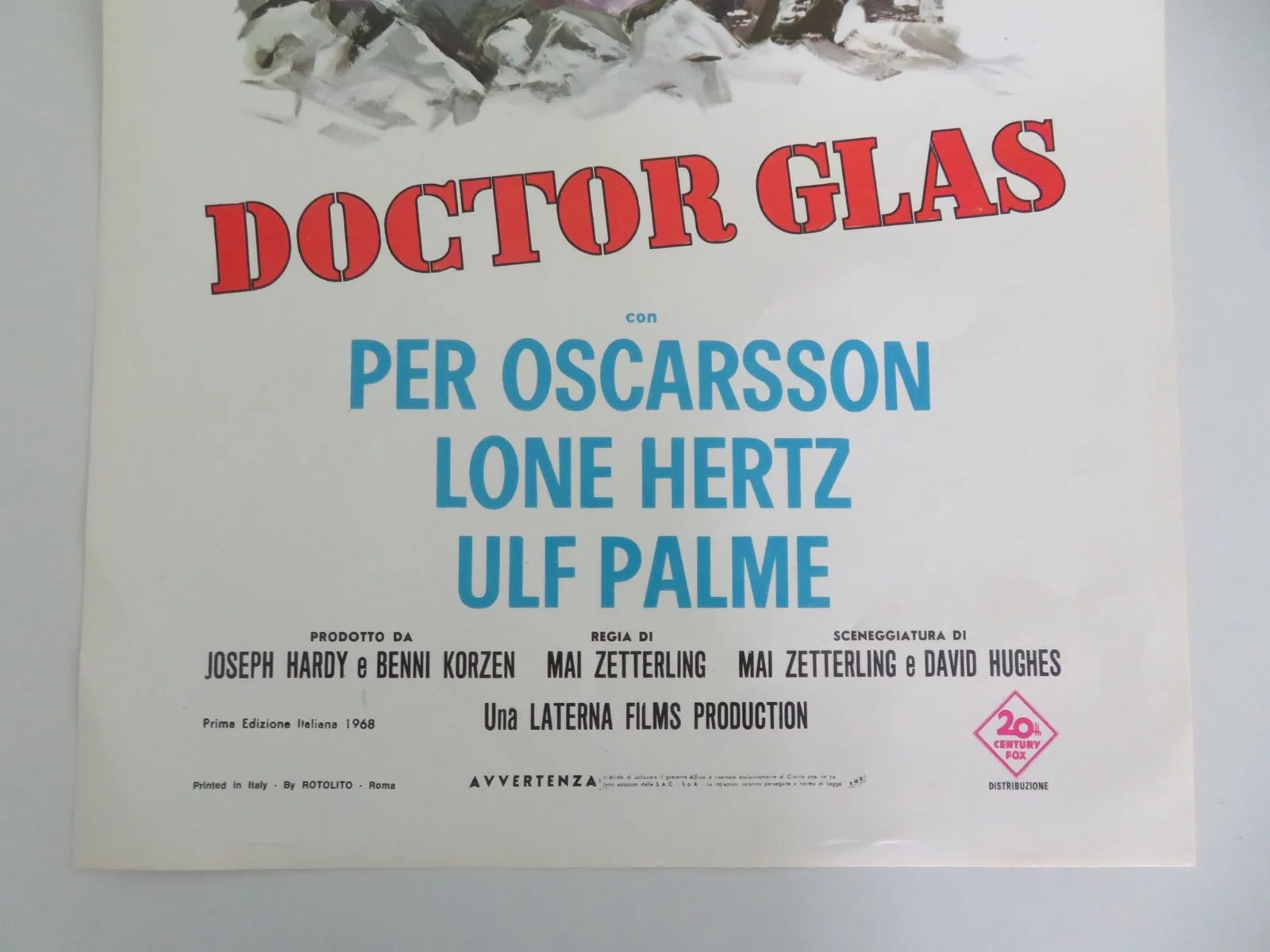 DOCTOR GLAS ITALIAN LOCANDINA POSTER PER OSCARSSON LONE HERTZ 1968, изображение 4