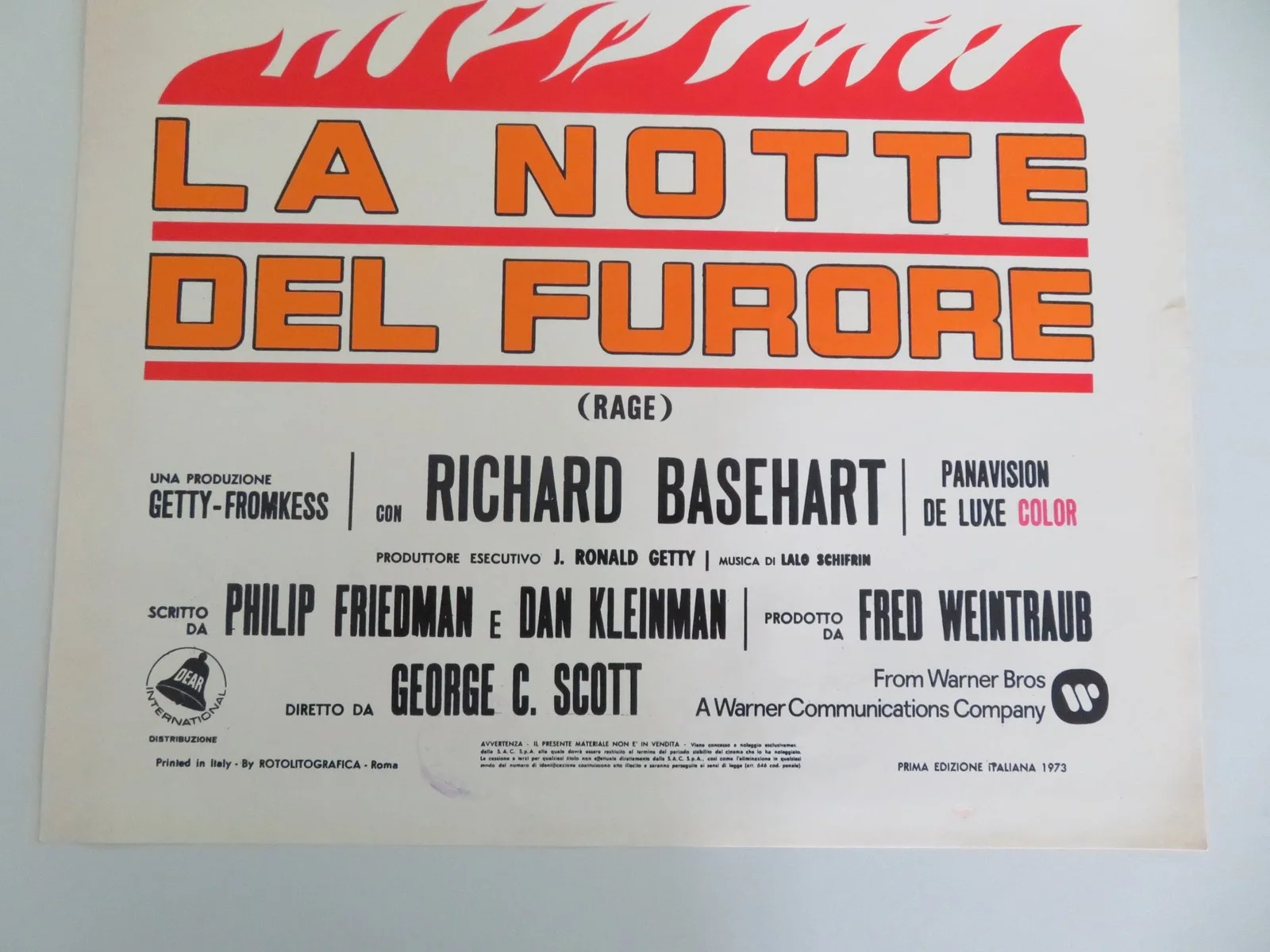 RAGE ITALIAN LOCANDINA POSTER MARTIN SHEEN GEORGE C. SCOTT 1973, изображение 4