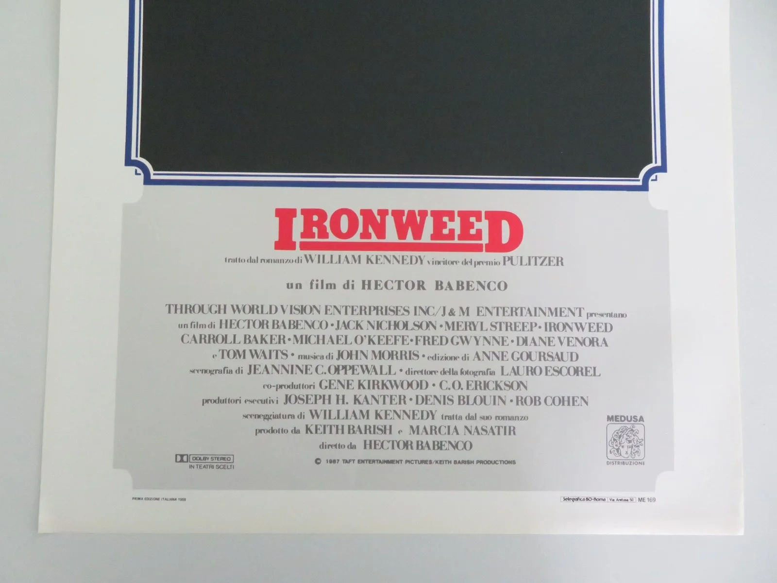 IRONWEED ITALIAN LOCANDINA POSTER JACK NICHOLSON MERYL STREEP 1987, изображение 4