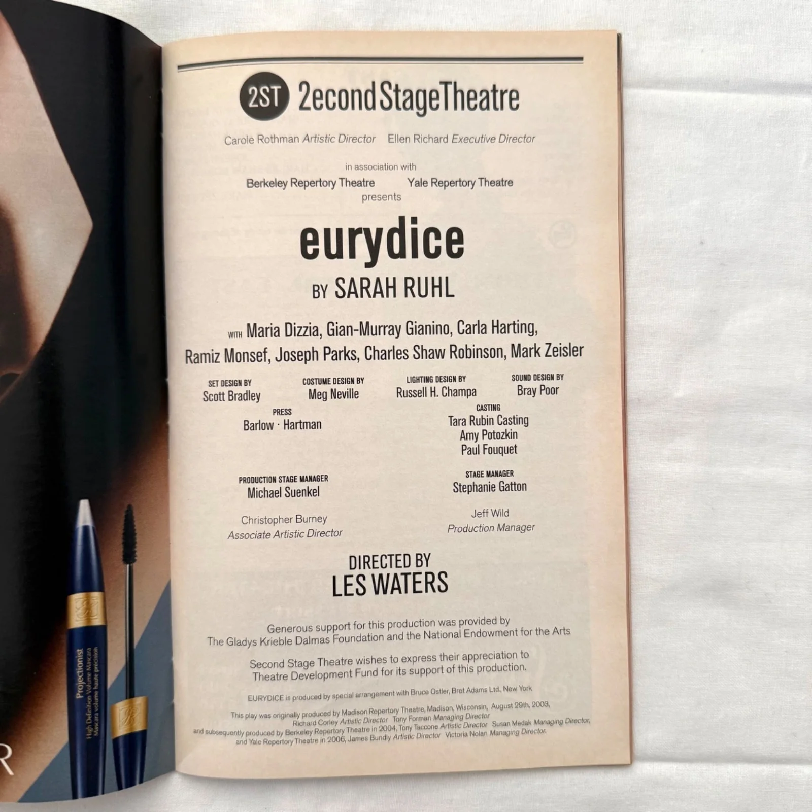 Eurydice Playbill June 2007 Second Stage Theatre Sarah Ruhl Collectible, изображение 3