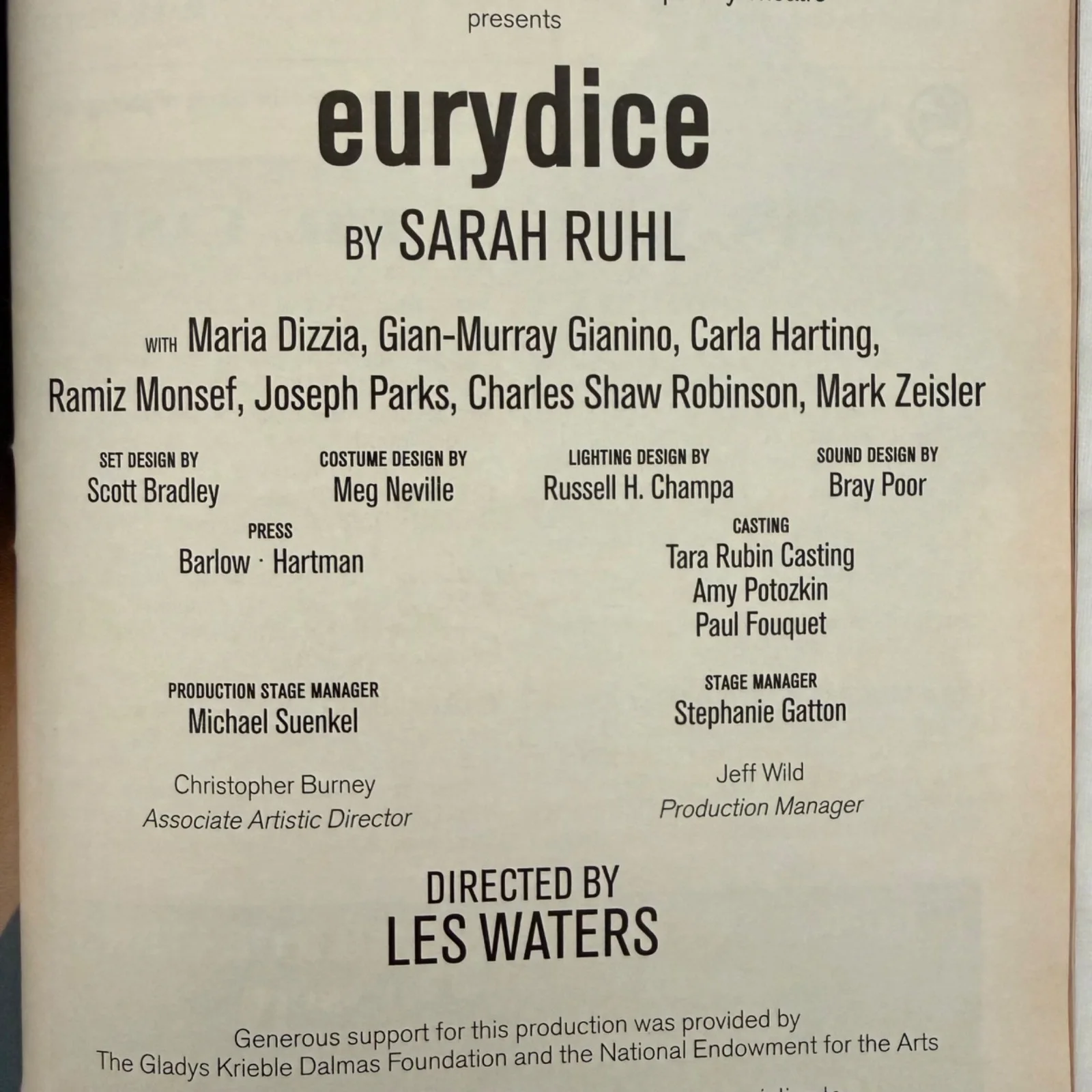 Eurydice Playbill June 2007 Second Stage Theatre Sarah Ruhl Collectible, изображение 4