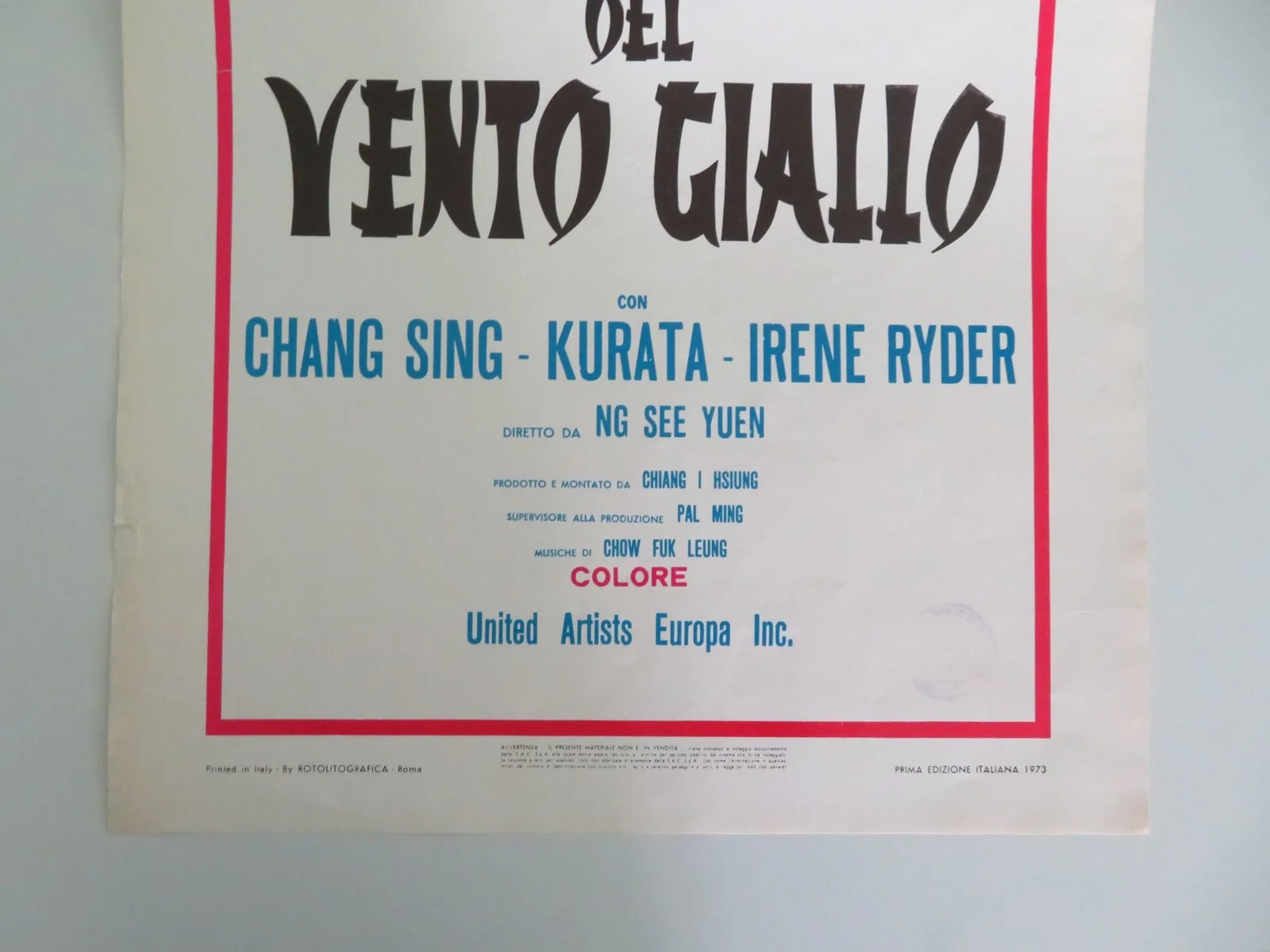 RAGE OF WIND ITALIAN LOCANDINA POSTER SING CHEN KURATA 1973, image 4