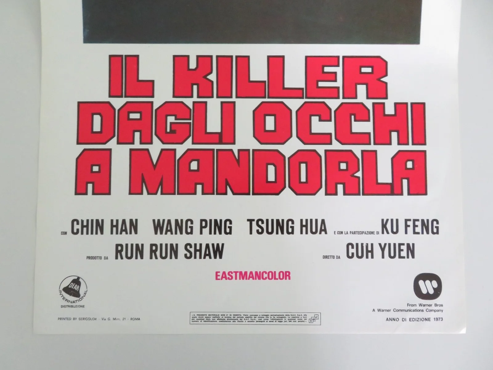 SACRED KNIVES OF VENGEANCE ITALIAN LOCANDINA POSTER CHIN HAN WANG PING 1973, изображение 4