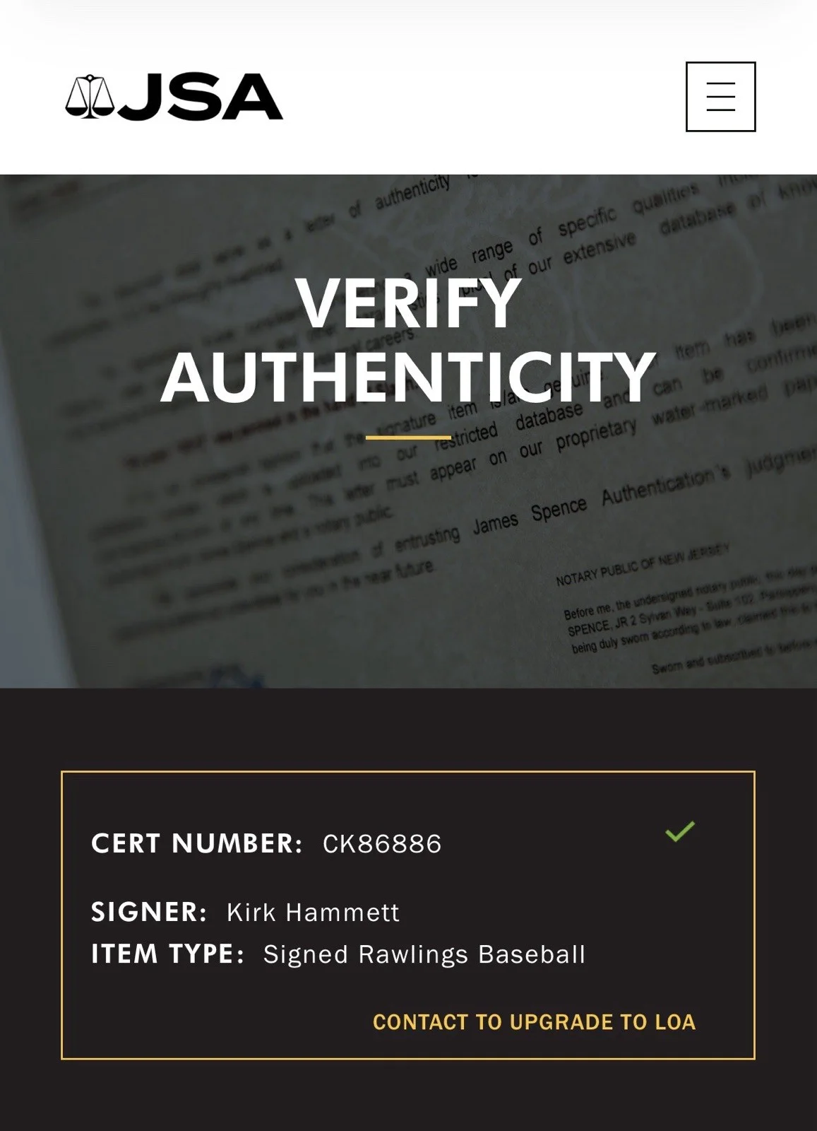 Kirk Hammett Metallica Signed Rawlings Gold Baseball JSA COA not PSA BAS Beckett, изображение 3