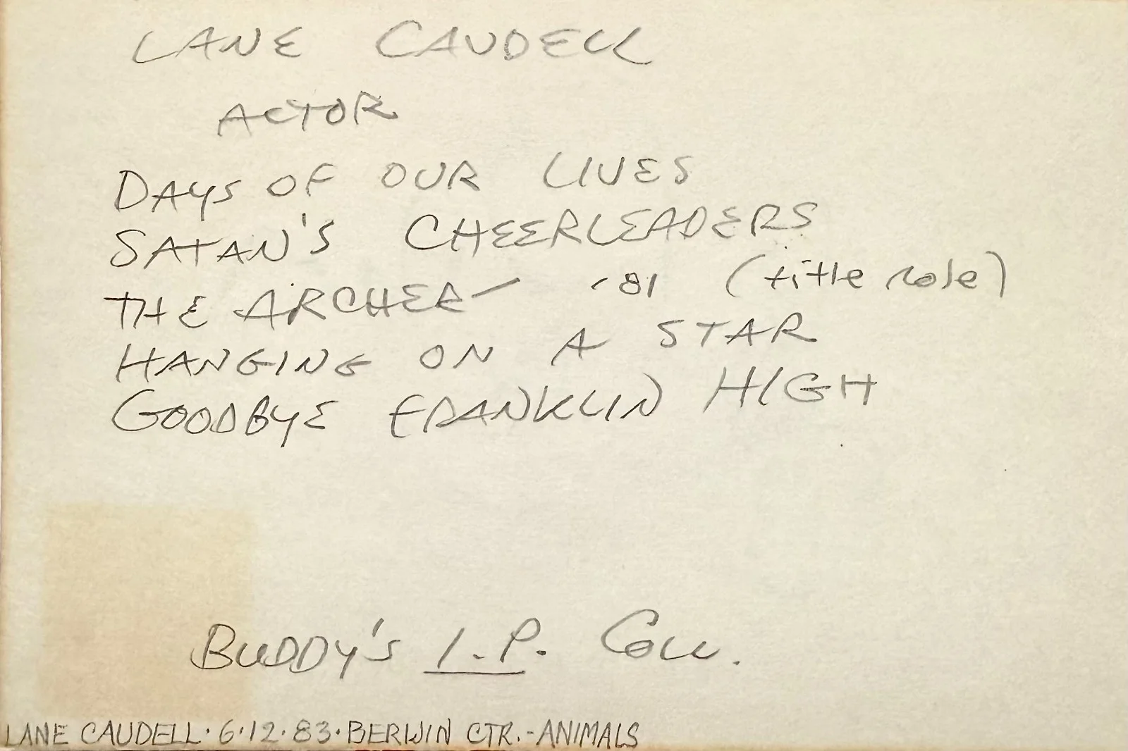 Lane Caudell — LANE CAUDELL Signed 4"x 6" INDEX CARD Days of Our Lives Satan's Cheerleaders, изображение 4