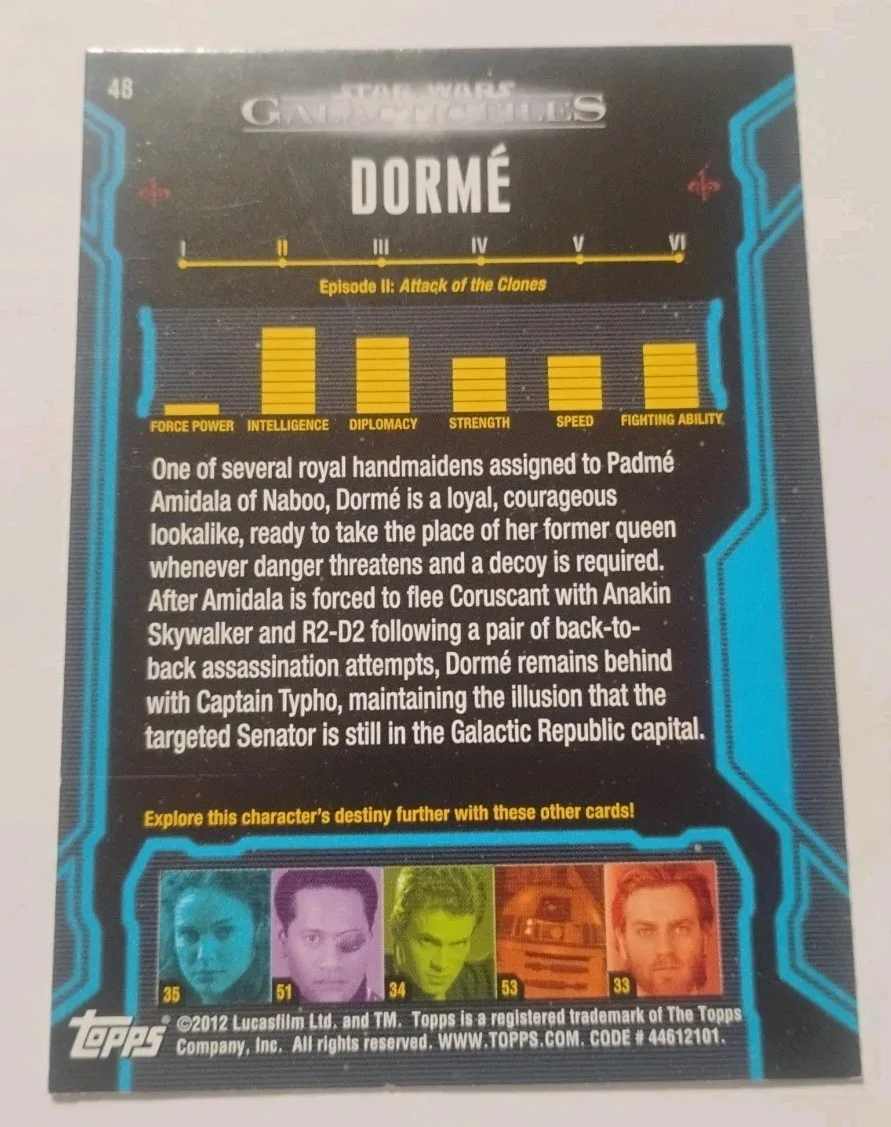 rose Byrne — ROSE BYRNE STAR WARS THE CLONE WARS DORMÉ SIGNED AUTOGRAPHED TRADING CARD RARE, image 2