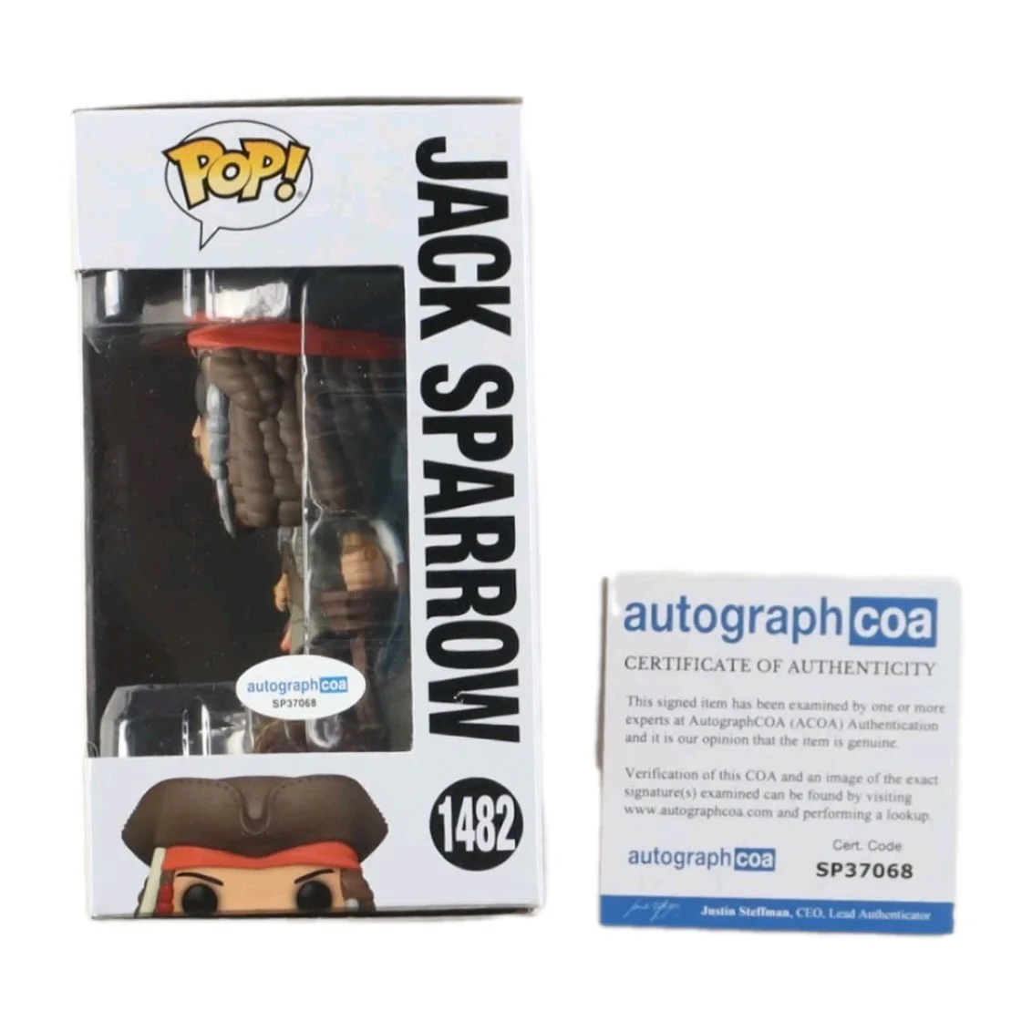 Johnny Depp — Johnny Depp Signed (ACOA) Pirates of the Caribbean #1482 Jack Sparrow Funko Pop!, изображение 2