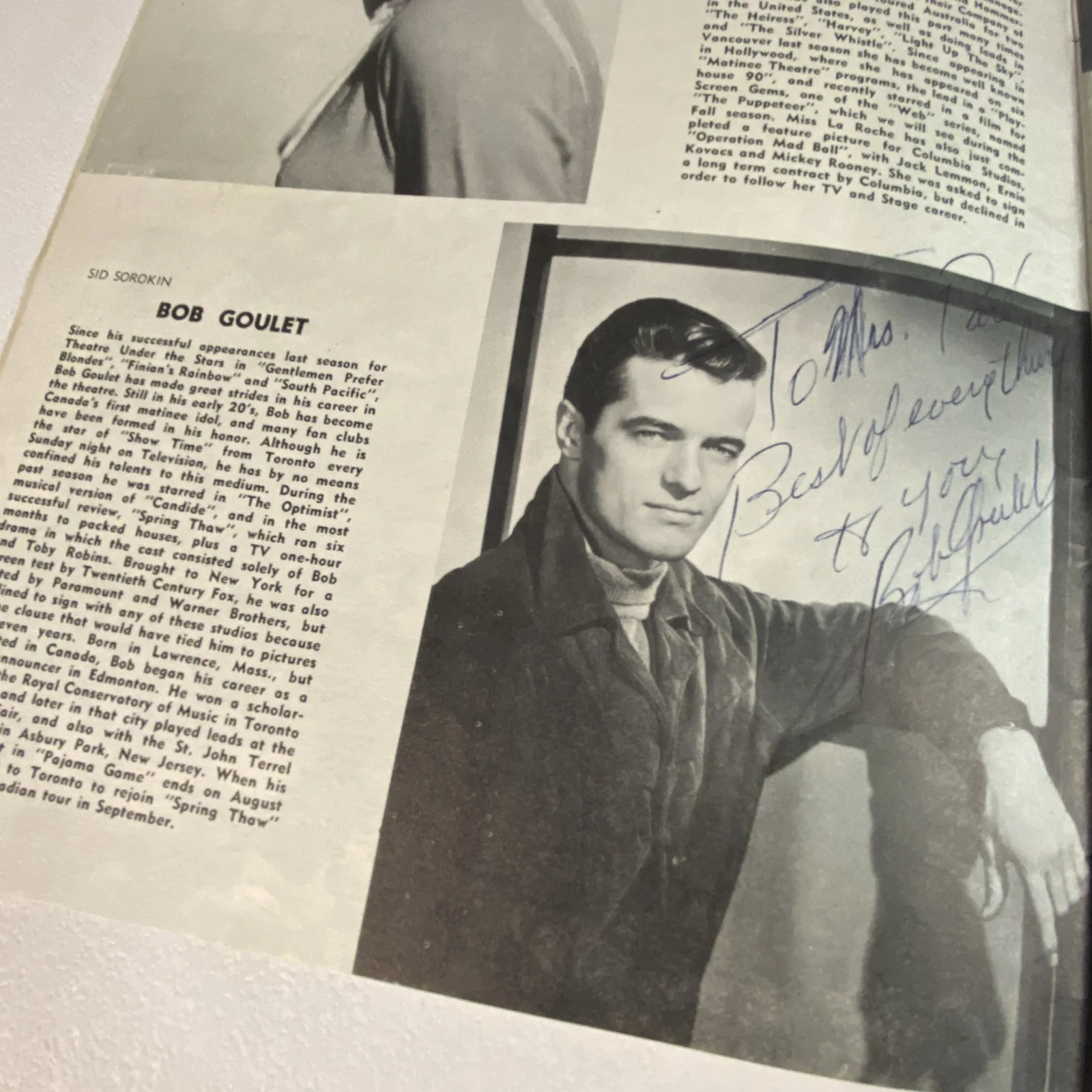Robert Goulet — SIGNED Robert Goulet Pre-Fame 1957 Theatre Under Stars Vintage Program Vancouver