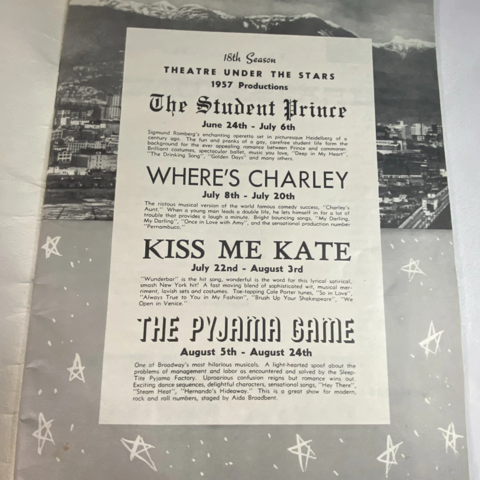 Robert Goulet — SIGNED Robert Goulet Pre-Fame 1957 Theatre Under Stars Vintage Program Vancouver, image 3