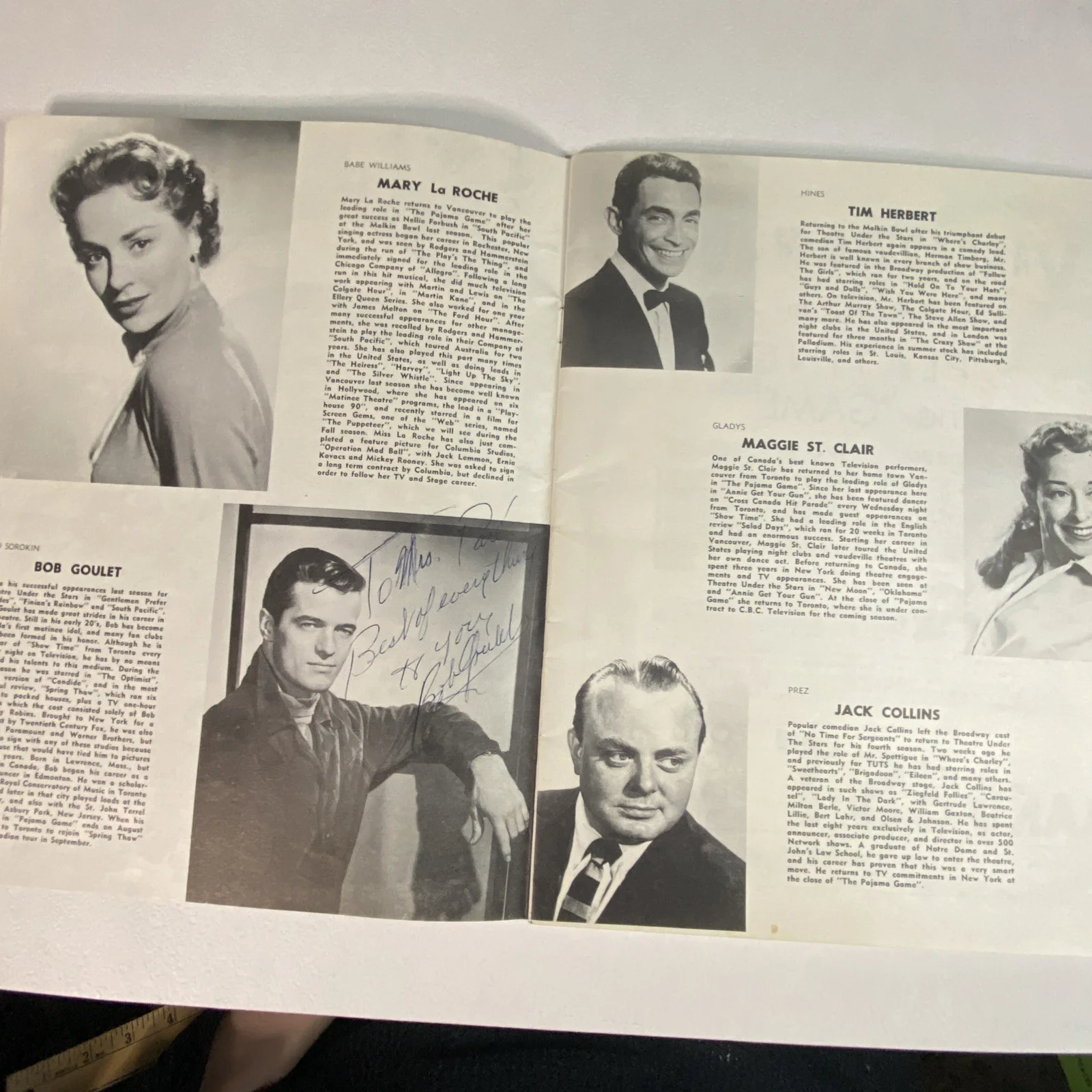 Robert Goulet — SIGNED Robert Goulet Pre-Fame 1957 Theatre Under Stars Vintage Program Vancouver, image 5