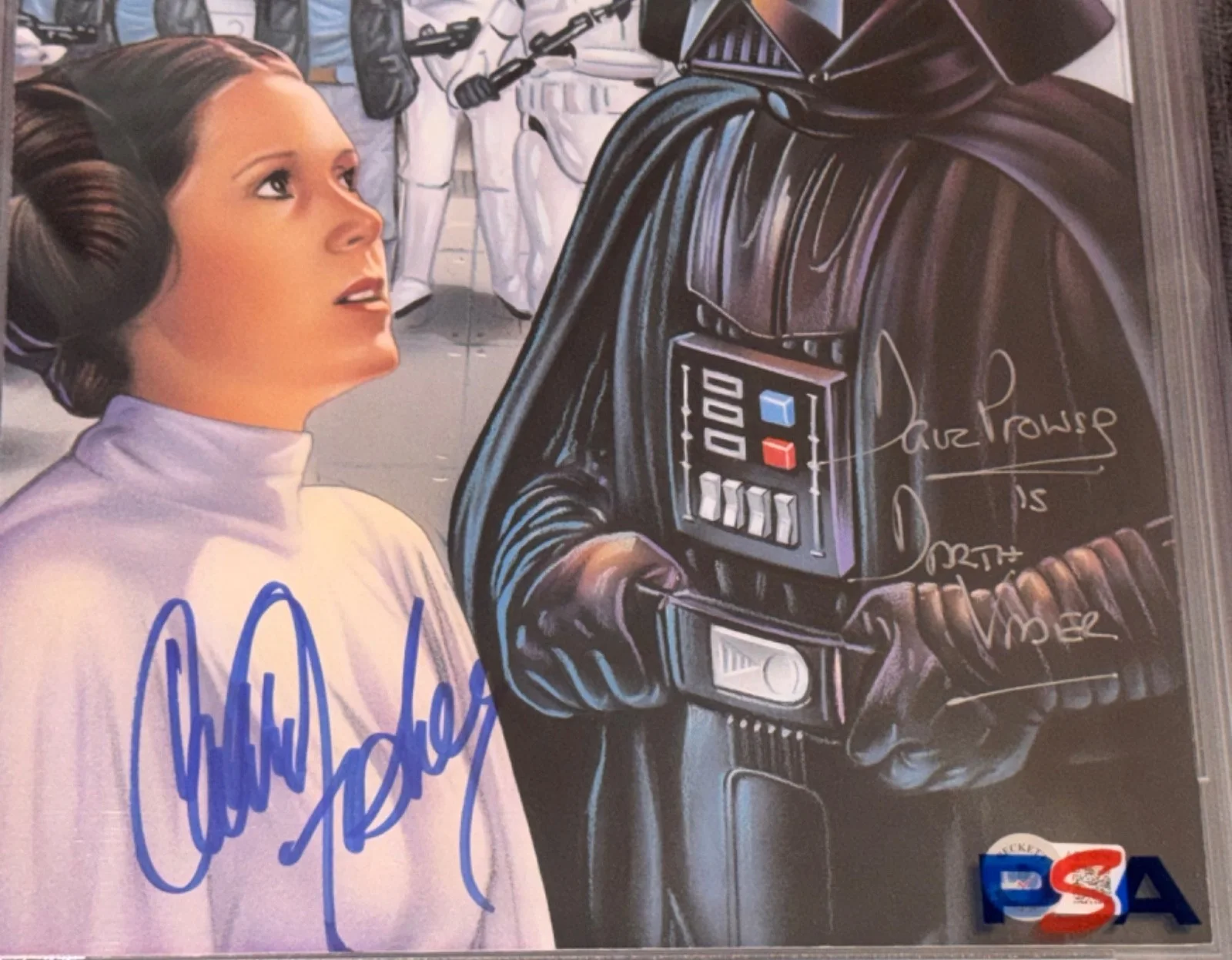 "Leia vs Vader" Carrie Fisher & Dave Prowse Star Wars Signed Photo Auto 8x10 PSA, image 5