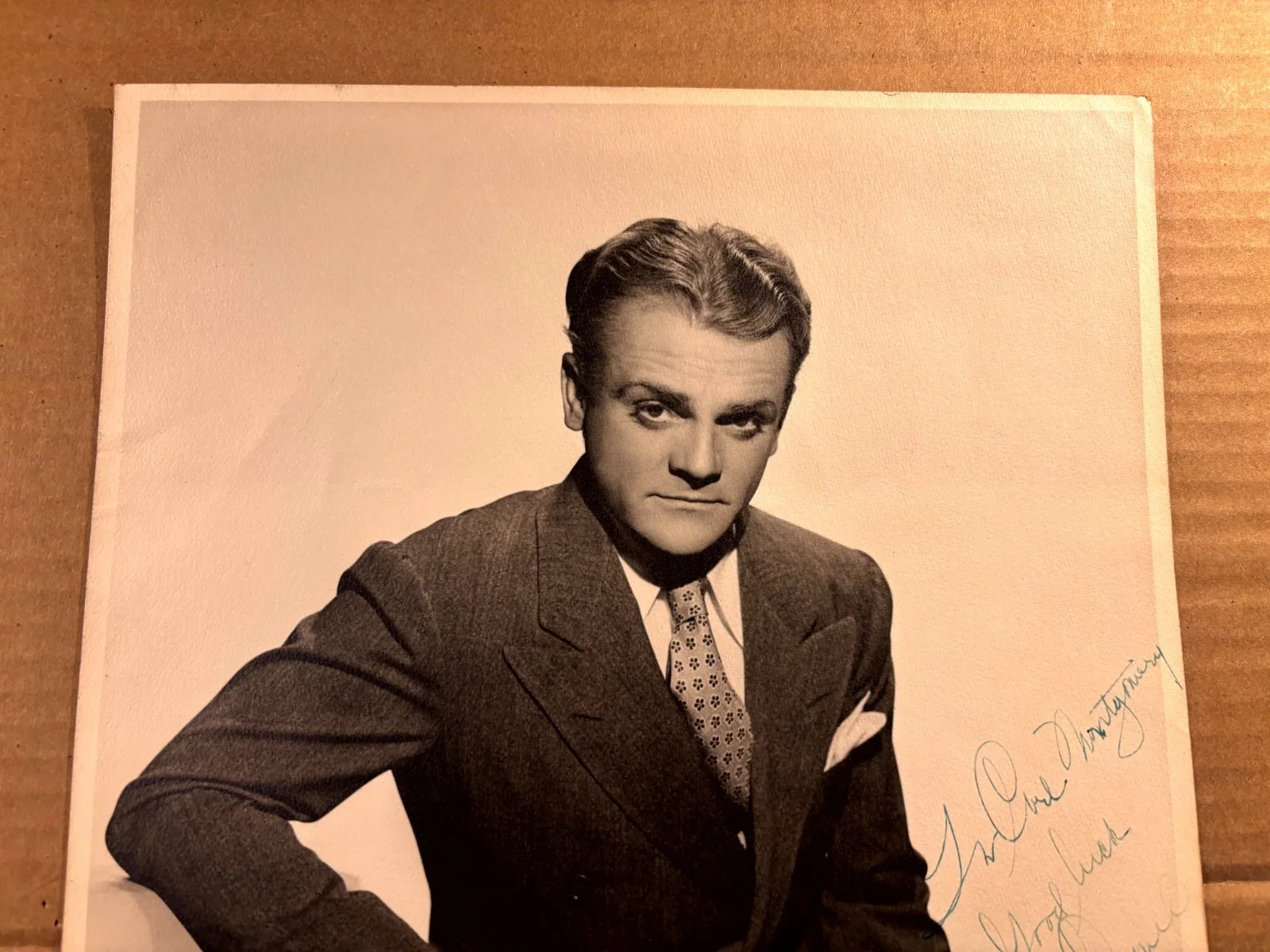 James Cagney Very Rare Very Early Autographed Oversize 11/14 Photo '42, изображение 2