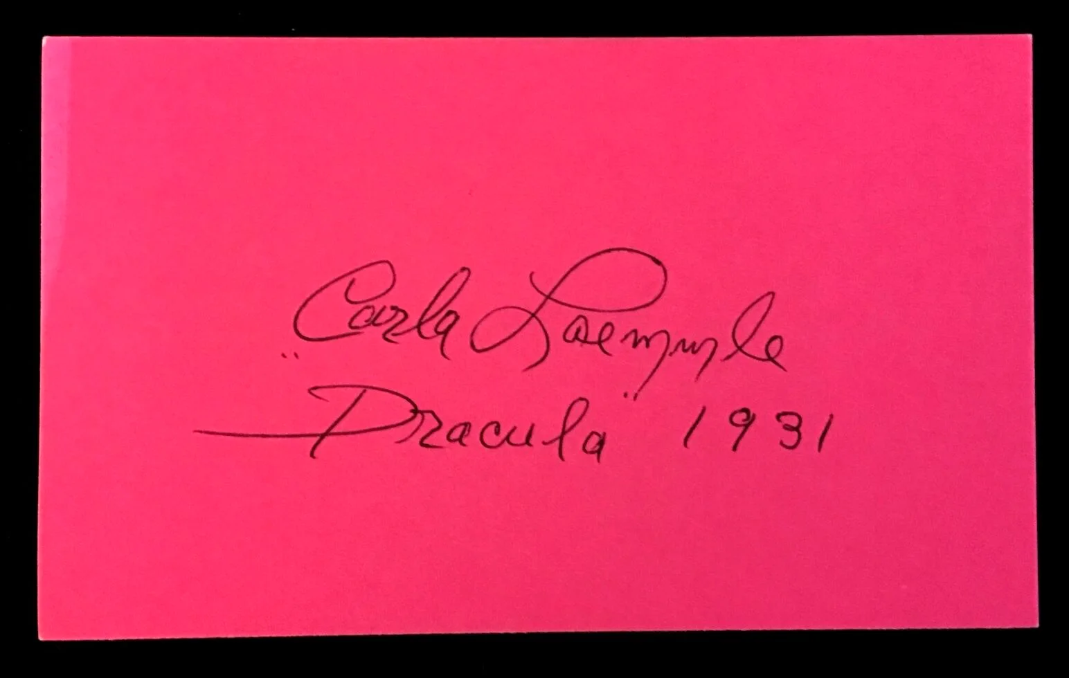 CARLA LAEMMLE — CARLA LAEMMLE SILENT FILM STAR HAND SIGNED INDEX CARD PHANTOM OF THE OPERA 1931