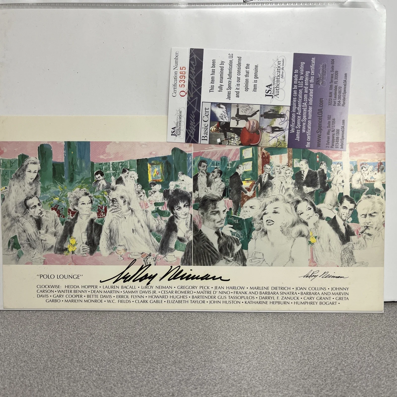 Leroy Neiman Polo Lounge Hand Signed Original Advertisement 1988, image 2