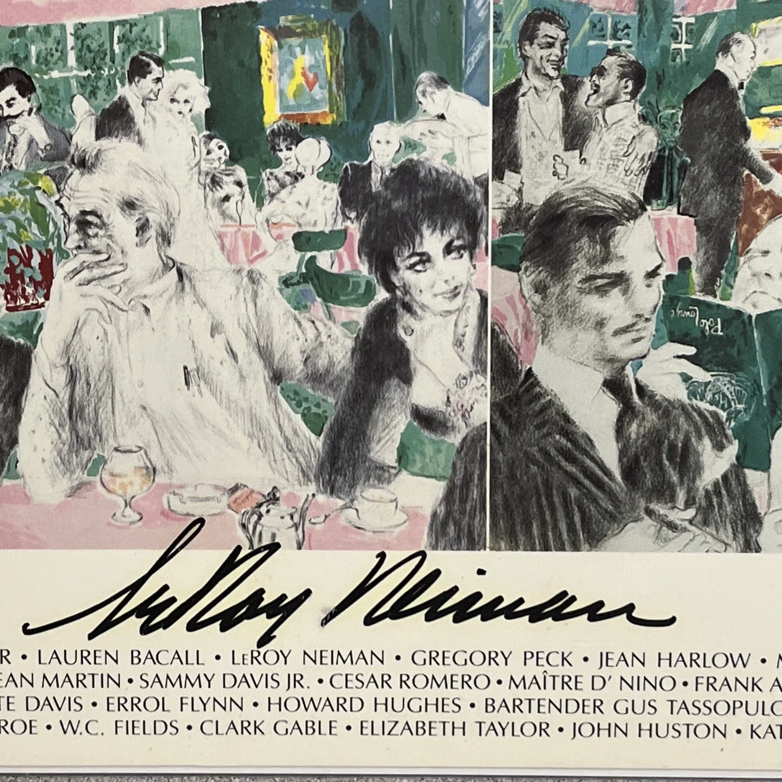Leroy Neiman Polo Lounge Hand Signed Original Advertisement 1988, image 3