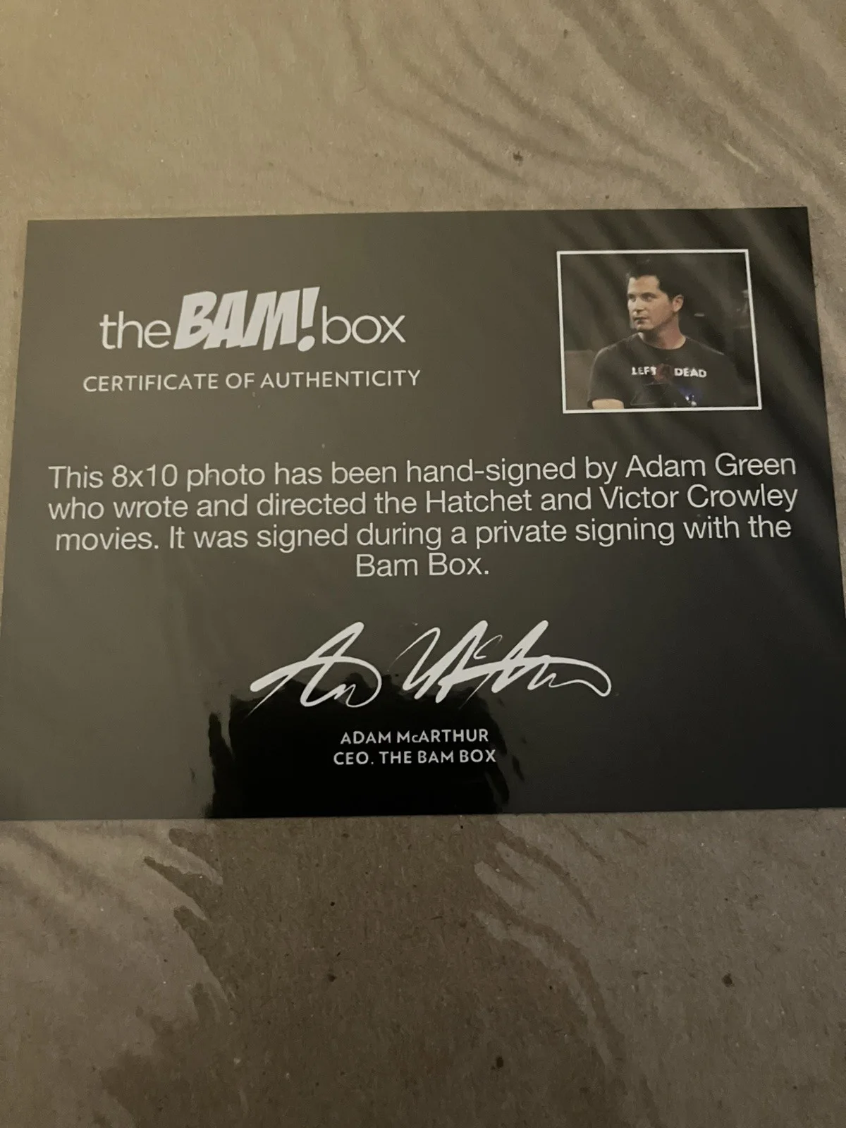 Bam Box Adam Green signed Hatchet 8x10 autograph, image 2