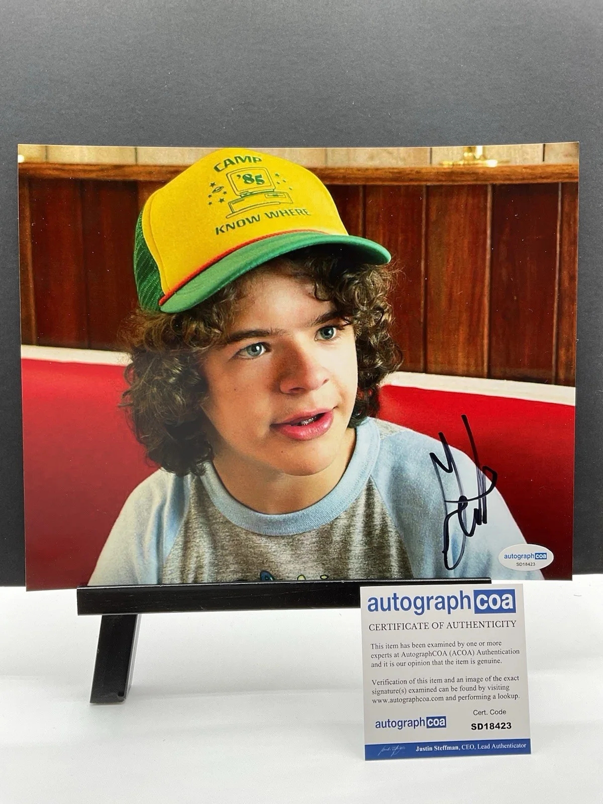 Gaten Matarazzo — Gaten Matarazzo signed 8x10 Stranger Things signed 8x10 ACOA Stranger autograph