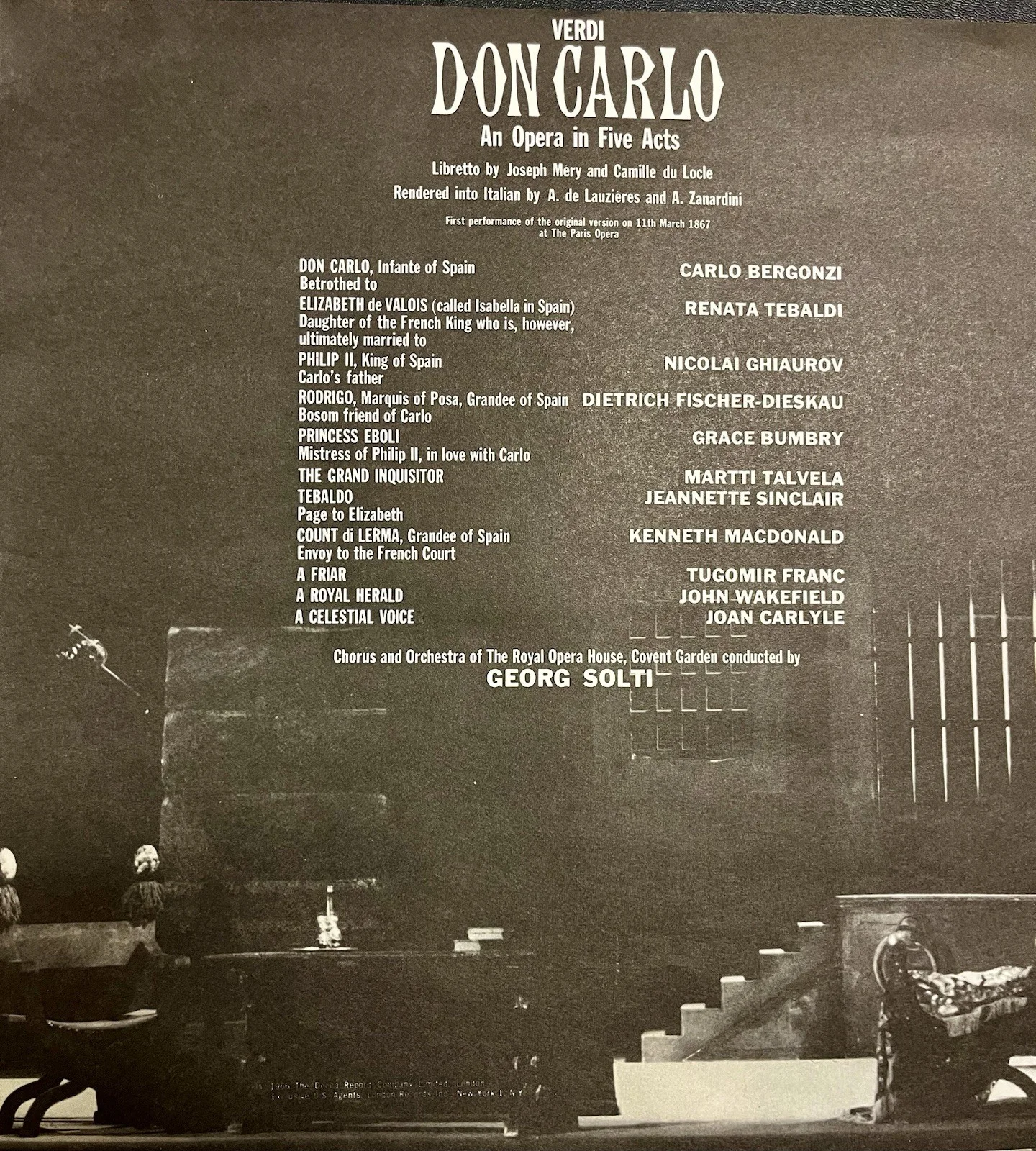 Renata Tebaldi Autographed 12”x12” B&W LP Libretto Page Unpersonalized Opera, image 3