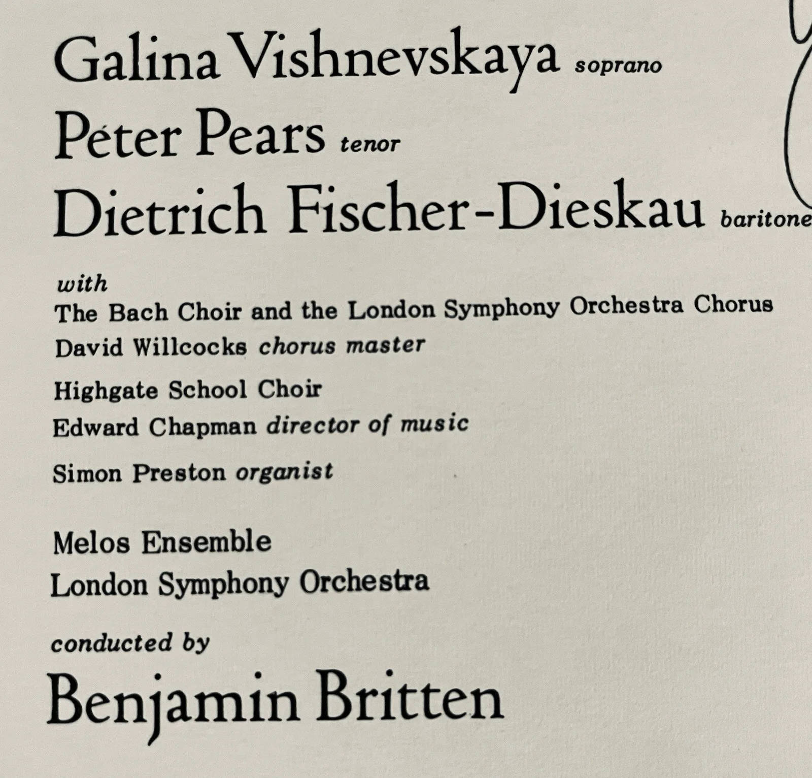 Galina Vishnevskaya Autographed 12”x12” B&W LP Insert Unpersonalized Opera, image 3