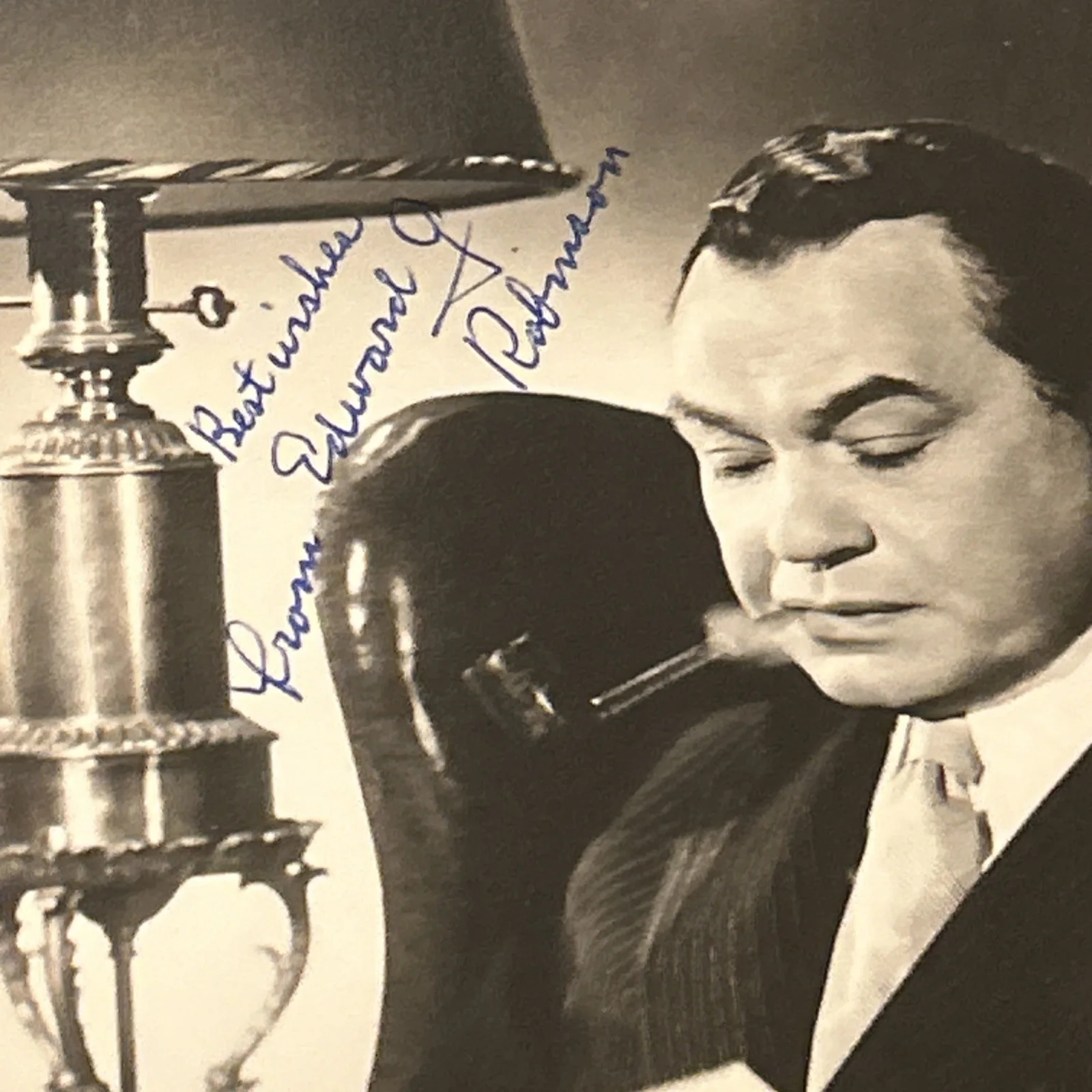 Edward G Robinson Authentic Hand Signed 5x7 Photo w/ Pipe, image 2