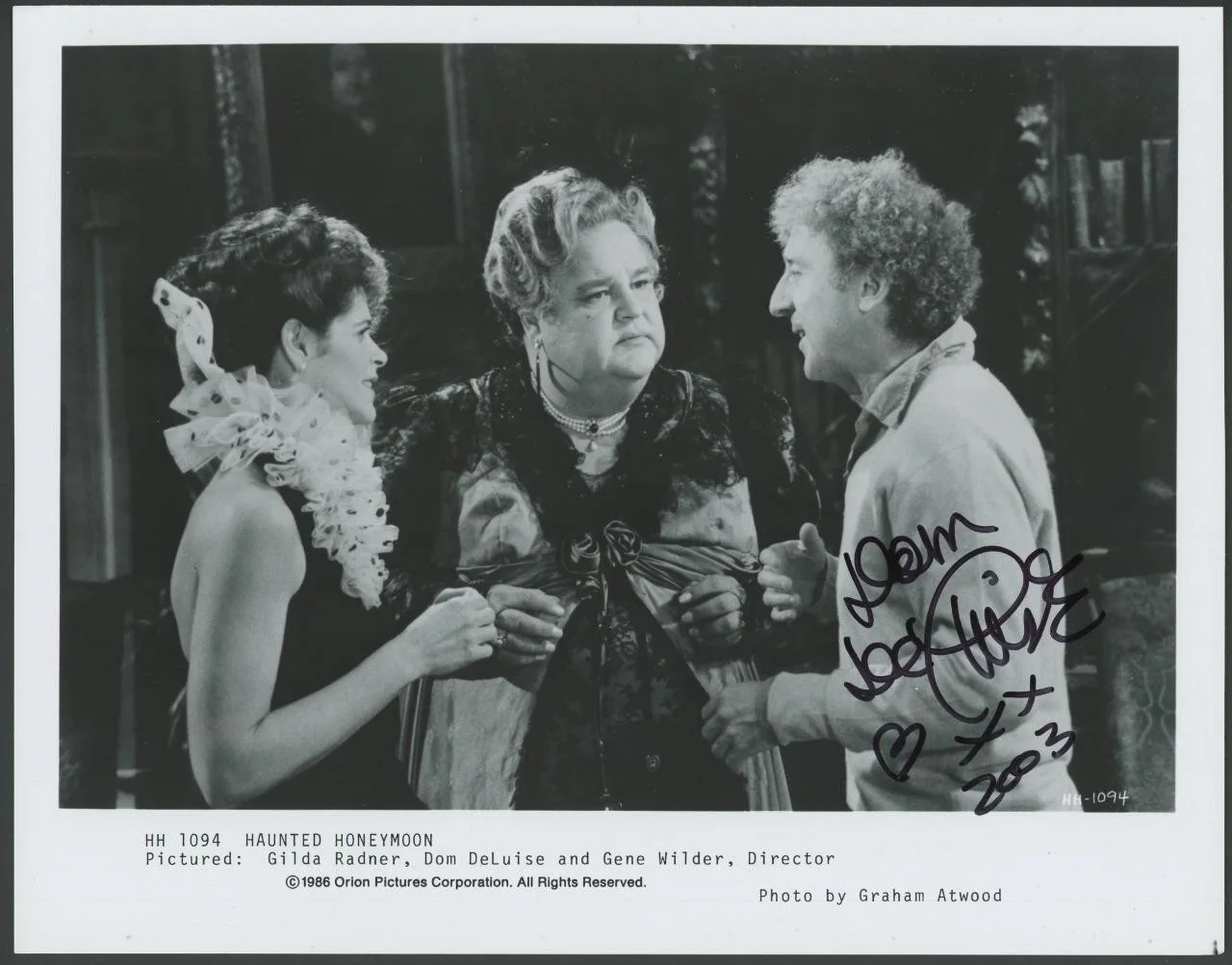 Dom DeLuise — DOM DeLUISE signed 8x10 photo | "Haunted Honeymoon" actor - autograph