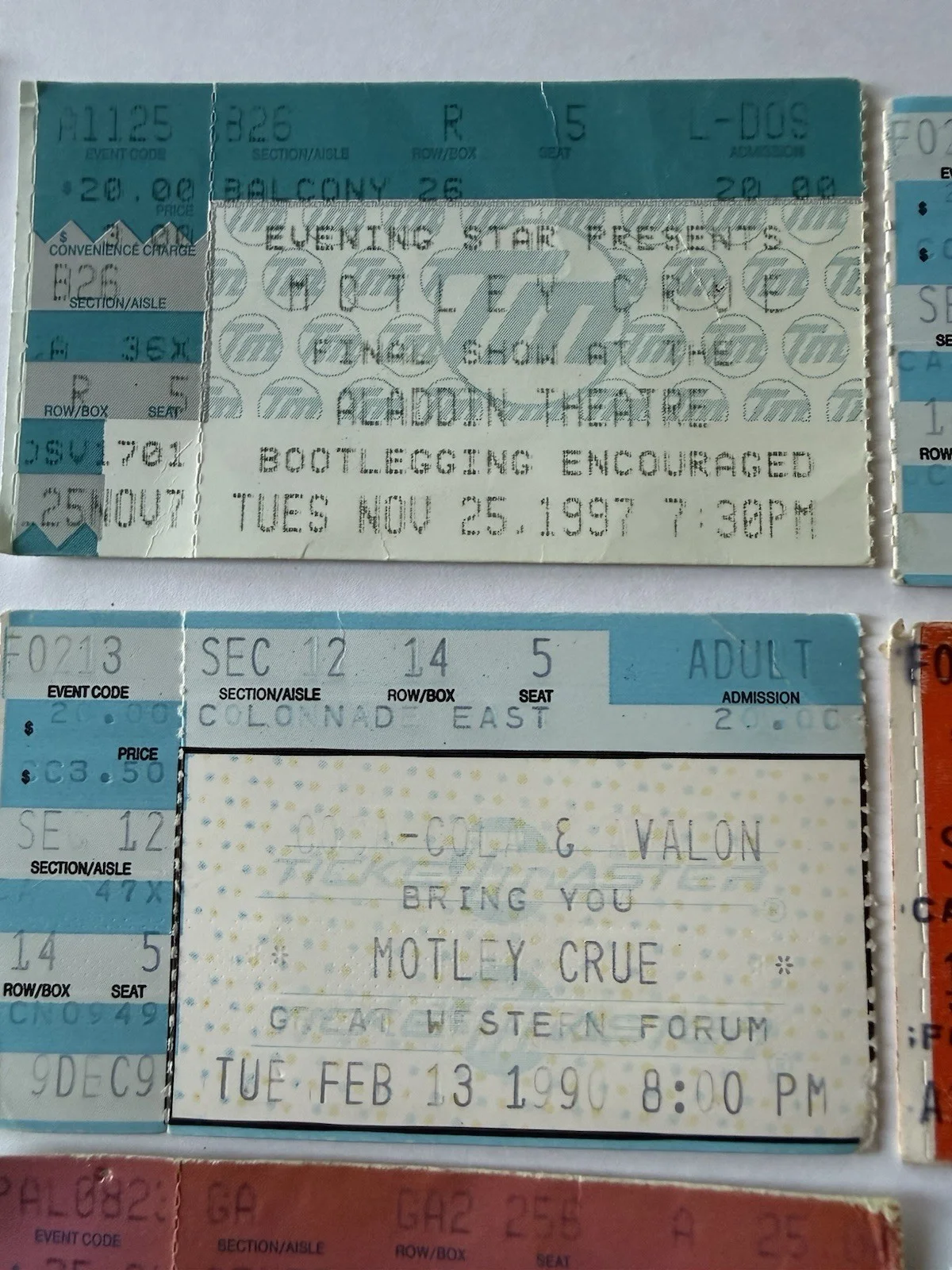 16 Vintage Concert Ticket Stubs Motley Crue Metallica Prince ZZ Top Sex Pistols, изображение 3