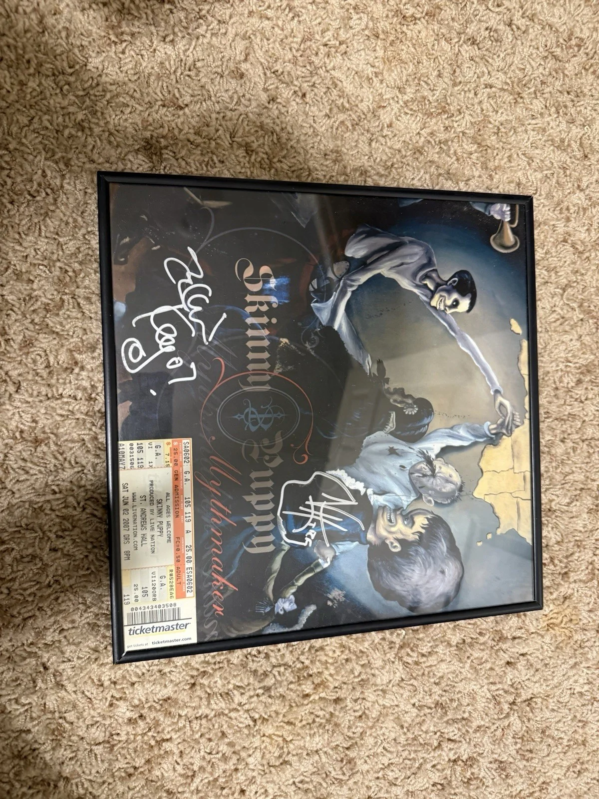 Skinny Puppy Signed Mythmaker 2007 Tour Poster w/ Ticket – Ogre & cEvin Key, изображение 2