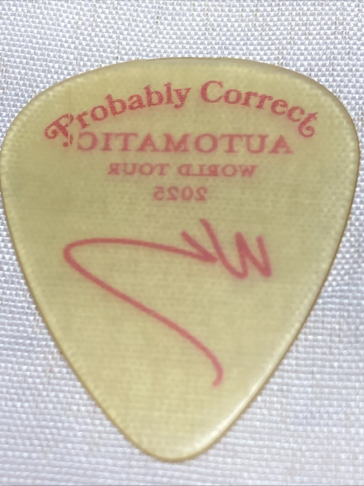 The Lumineers Wesley Schultz Signature Clear Yellow Guitar Pick 2025, изображение 2
