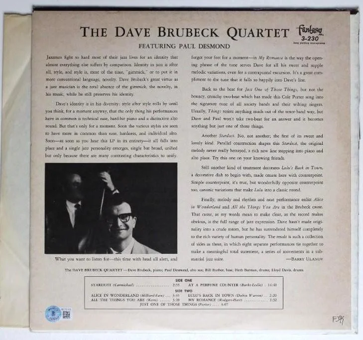 Dave Brubeck Signed “Dave Brubeck Quartet” Album (Beckett/BAS Authentication), image 2