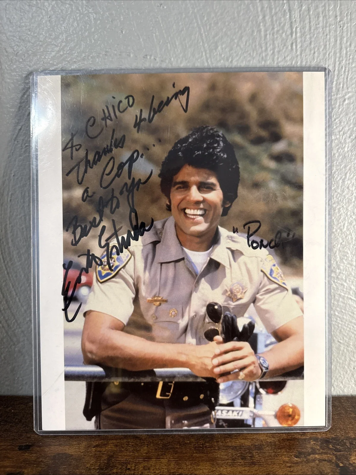 ERIK ESTRADA — TV LEGEND ERIK ESTRADA "CHIPS" PONCH AUTOGRAPHED 8X10 PHOTO REAL NICE