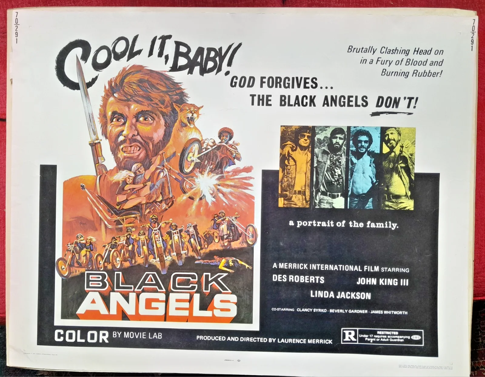 BLACK ANGELS RARE ORIGINAL US FILM POSTER FROM 1970 56 cm x 72 cm COOL IT BABY !, изображение 2