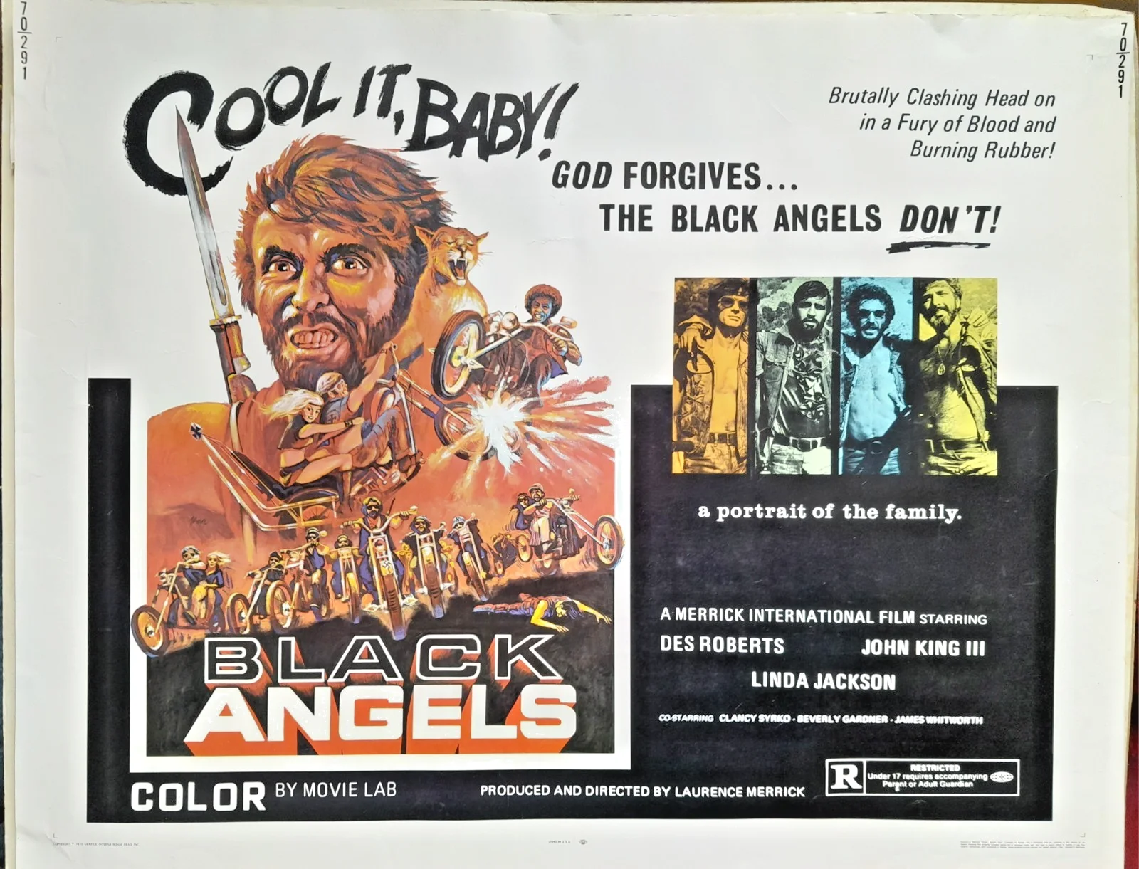 BLACK ANGELS RARE ORIGINAL US FILM POSTER FROM 1970 56 cm x 72 cm COOL IT BABY !, изображение 4