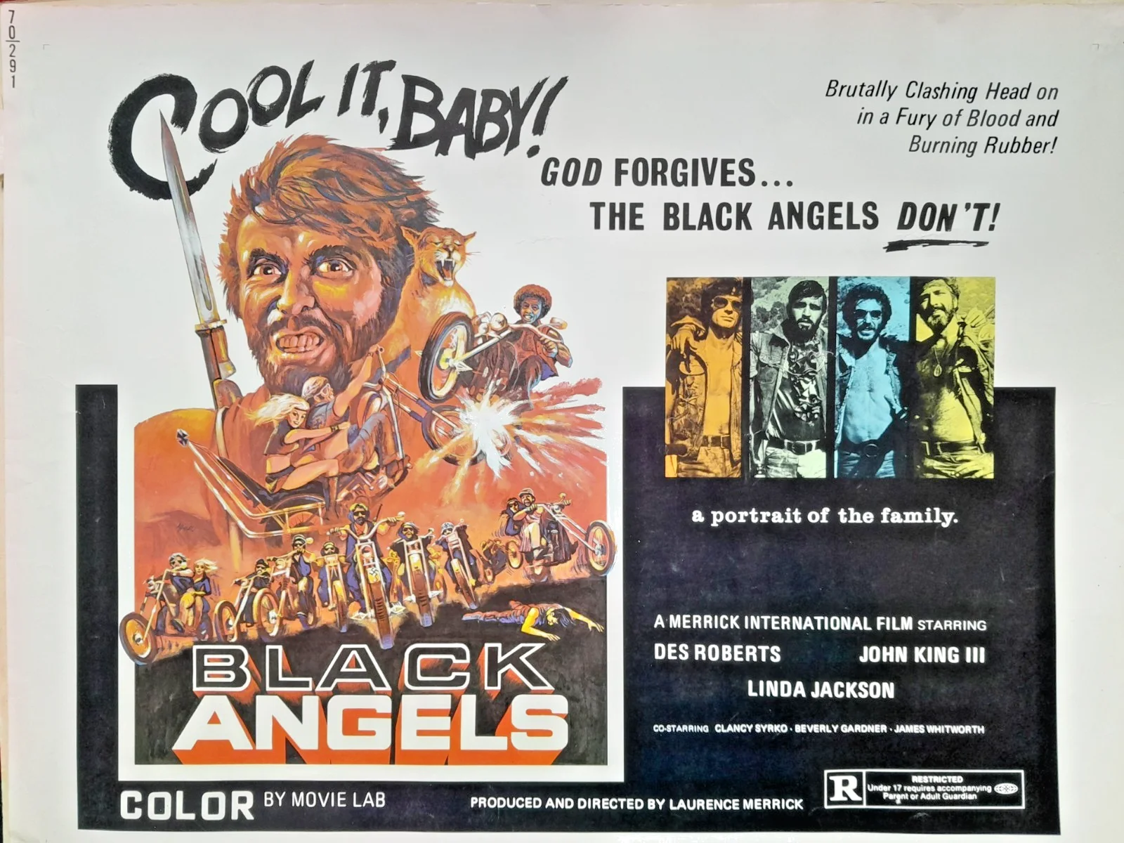 BLACK ANGELS RARE ORIGINAL US FILM POSTER FROM 1970 56 cm x 72 cm COOL IT BABY !, изображение 5