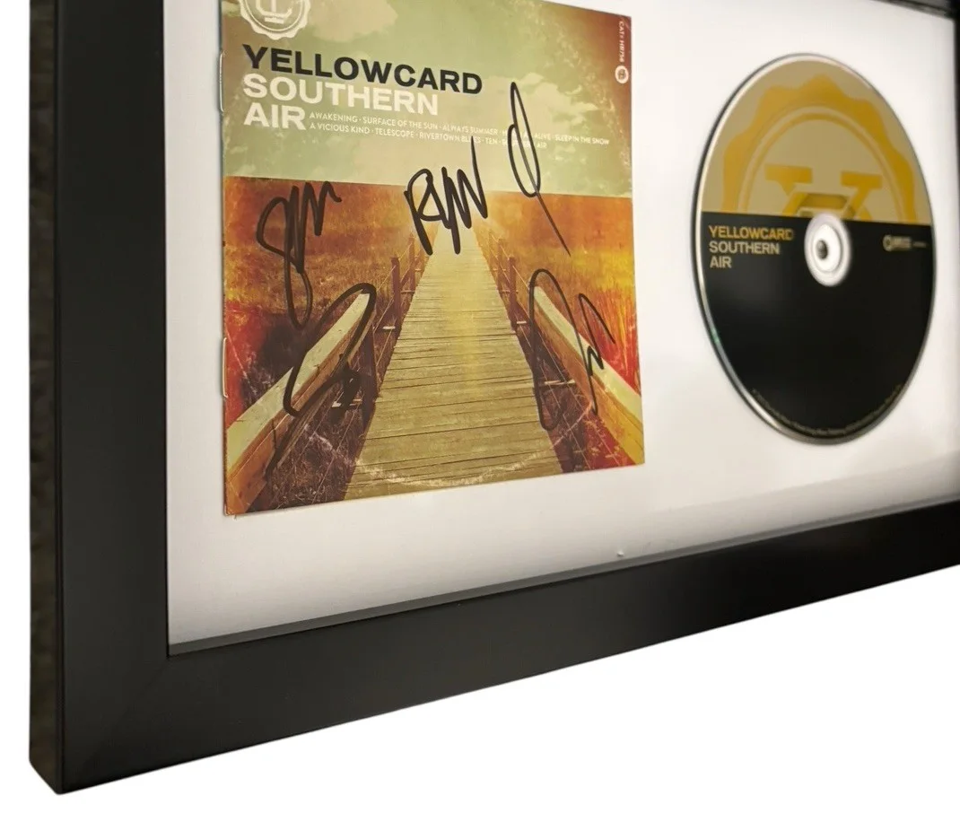 YELLOWCARD x5 BAND SIGNED AUTOGRAPH SOUTHERN AIR FRAMED & MATTED CD RYAN KEY +4, изображение 2