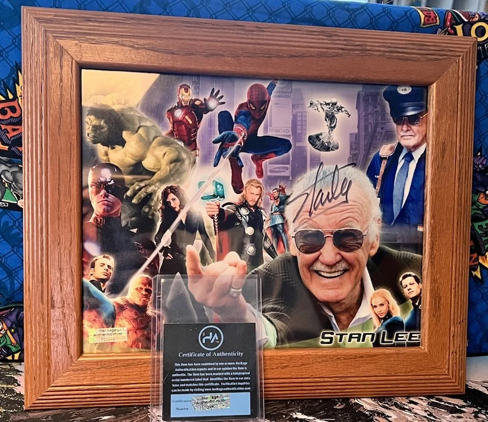 Stan Lee — STAN LEE Auto 🔥 MARVEL 8x10 Framed Photo On Fuji Paper W COA MCU - Sick Pic 👀