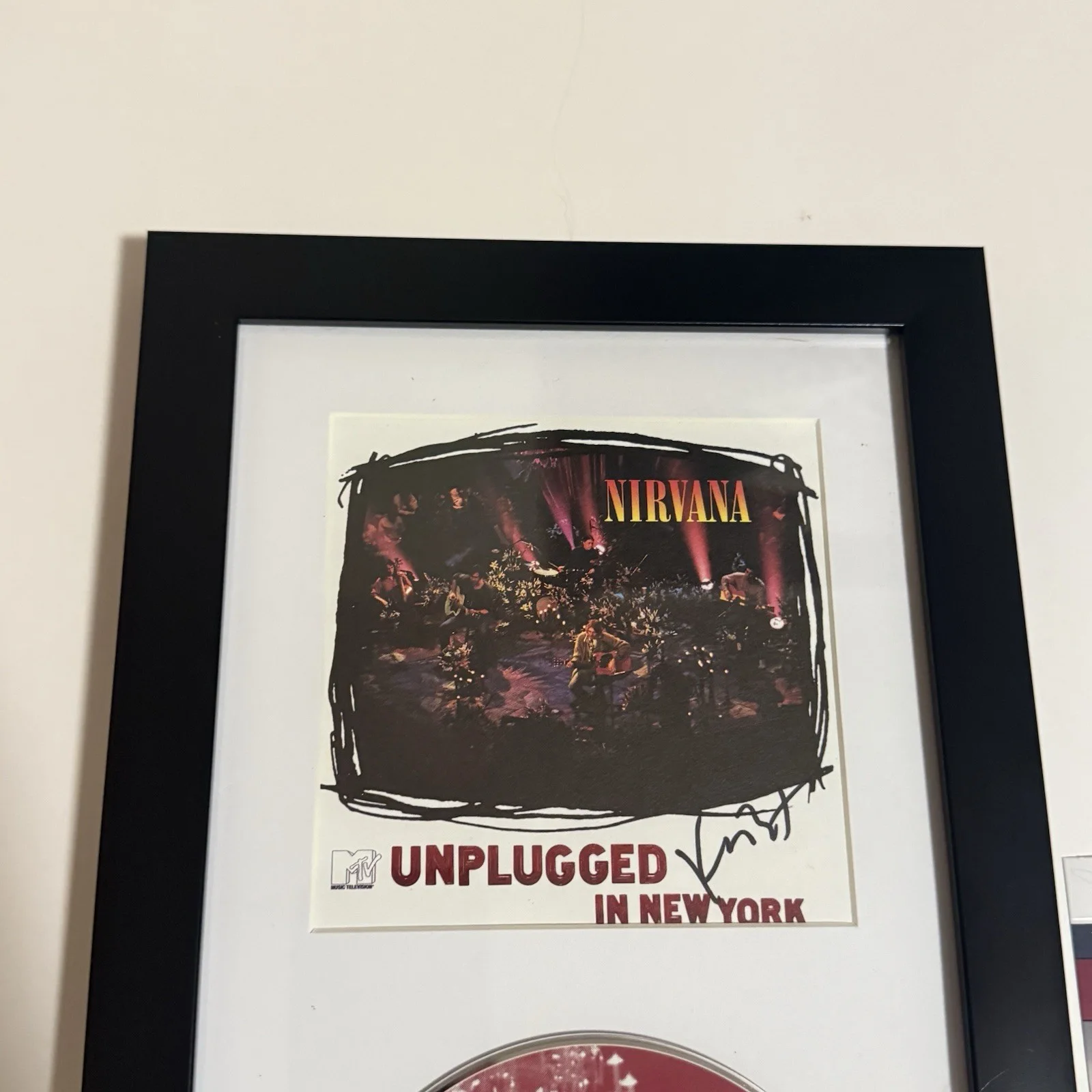 NIRVANA SIGNED FRAMED MTV UNPLUGGED CD KRIST NOVOSELIC RARE JSA COA, image 2