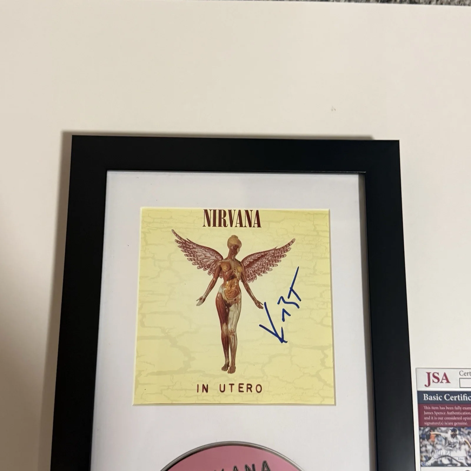 NIRVANA SIGNED FRAMED IN UTERO CD KRIST NOVOSELIC RARE JSA COA, image 2