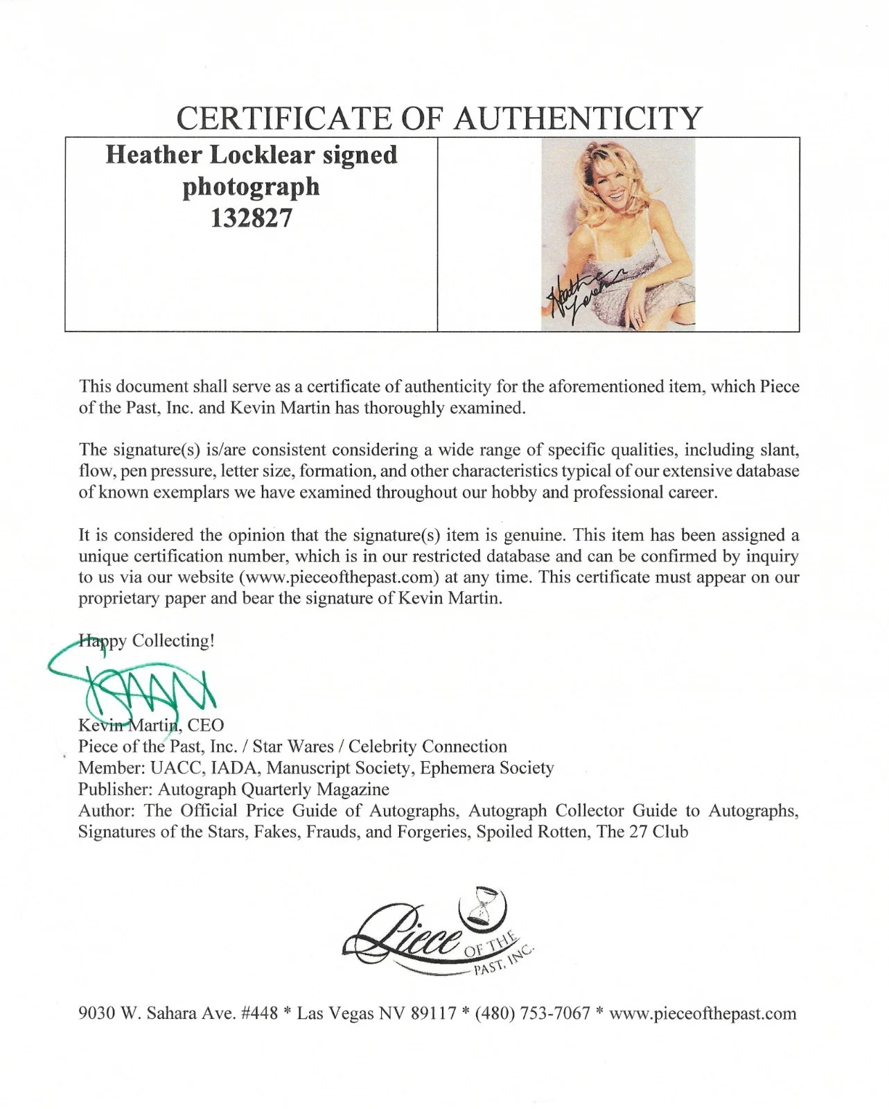 Heather Locklear — HEATHER LOCKLEAR signed 8x10 with UACC COA ....Dynasty, Spin City, T. J. Hooker, image 3