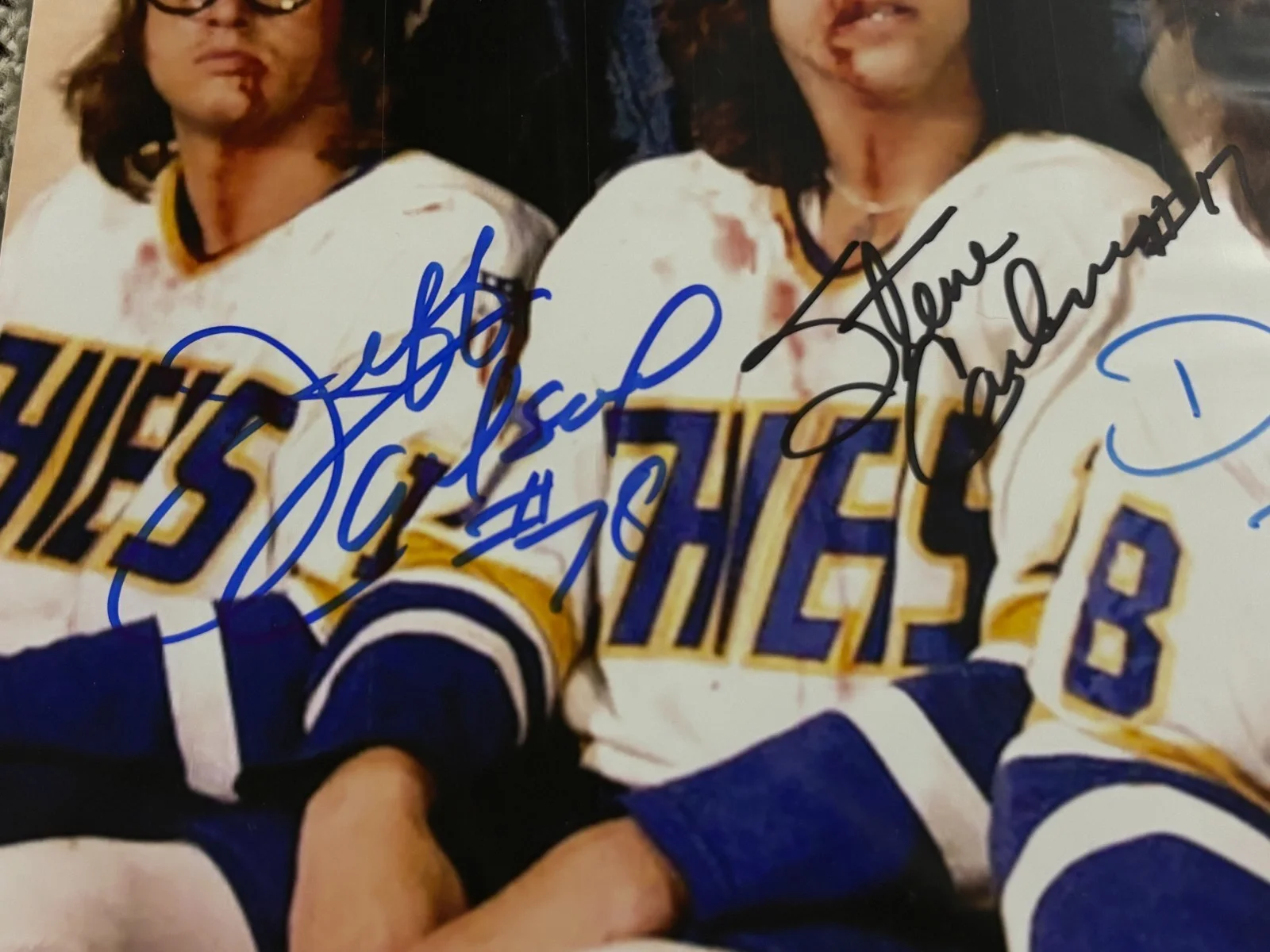 SLAP SHOT- Jeff & Steve Carlson & Dave Hanson 8"x10" Signed Photo w/ COA, изображение 3