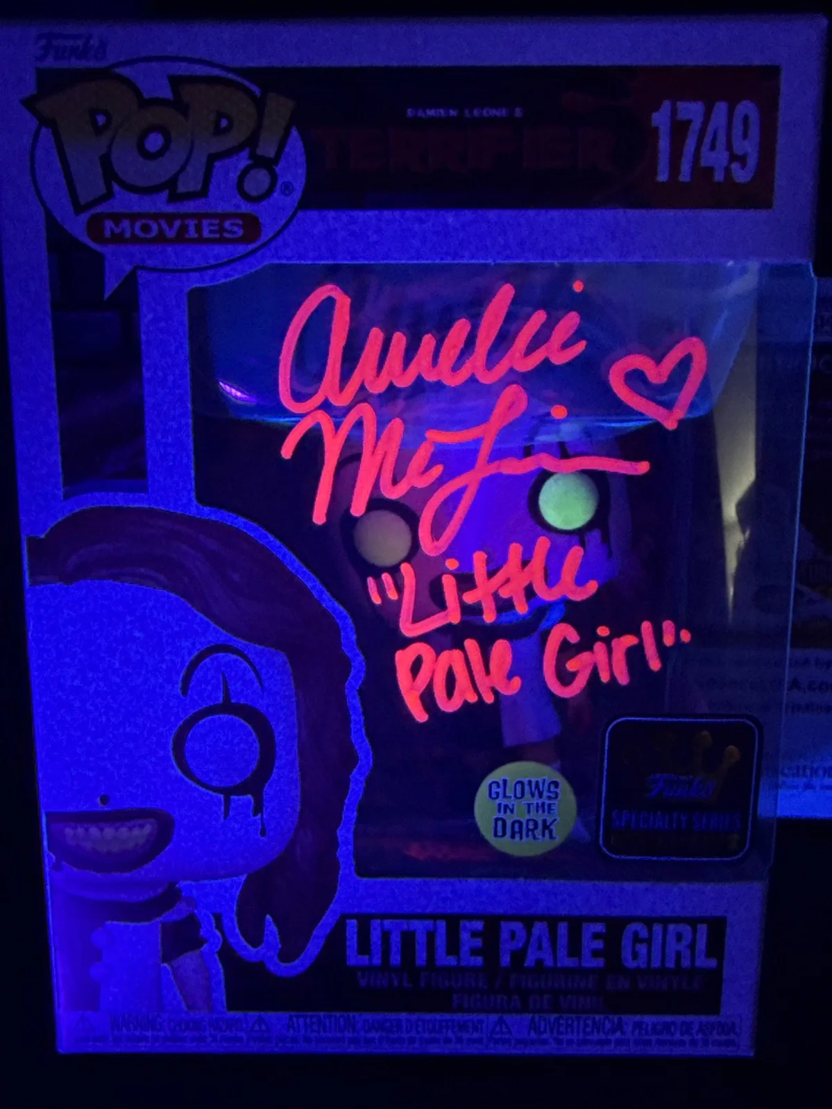 Amelie McLain — Terrifier Amelie McLain Signed Little Pale Girl Exclusive Funko Art TheClown JSA, изображение 2