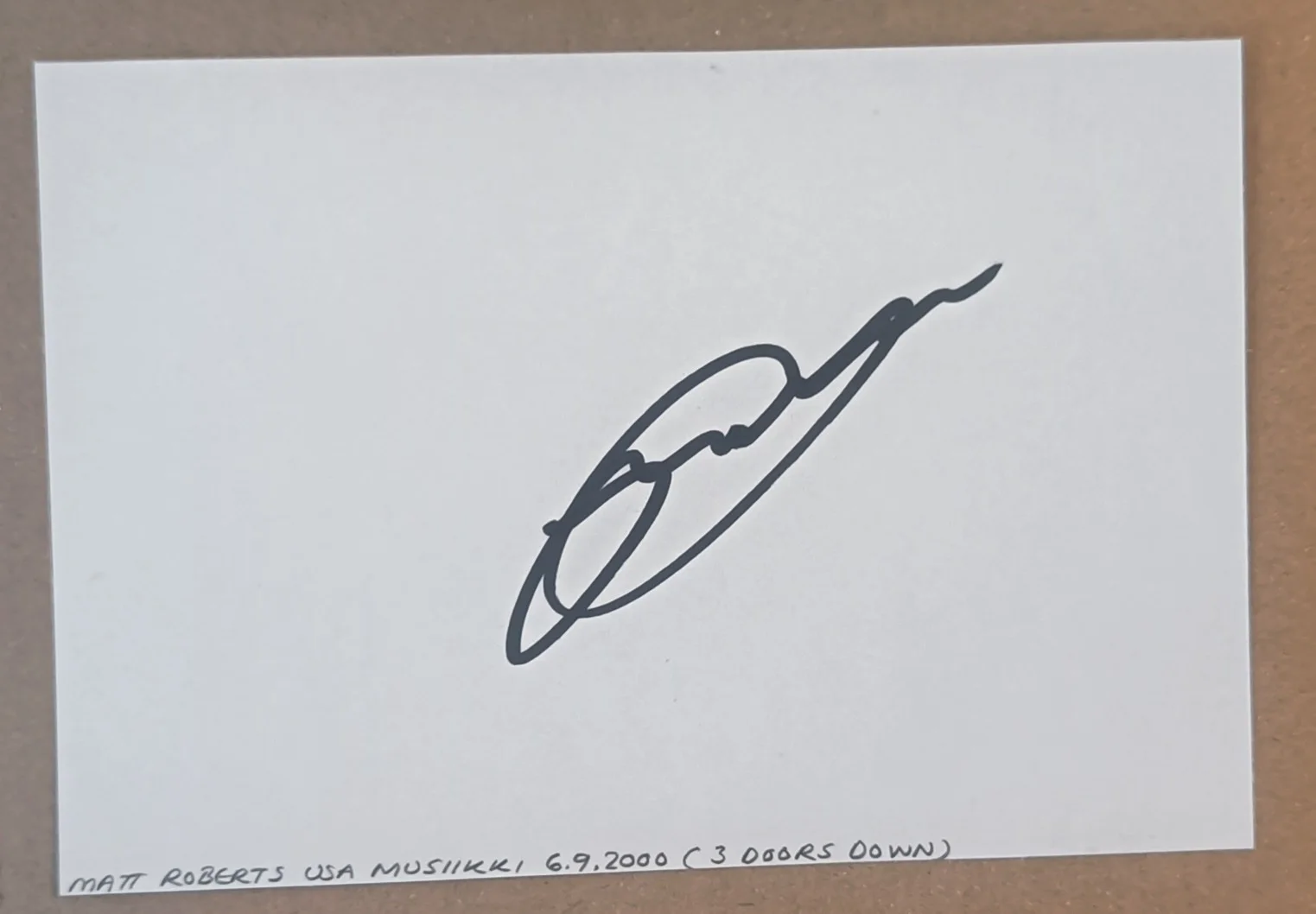 3 Doors Down hand signed white cards,Brad Arnold(RIP),Matt Roberts(RIP), image 3